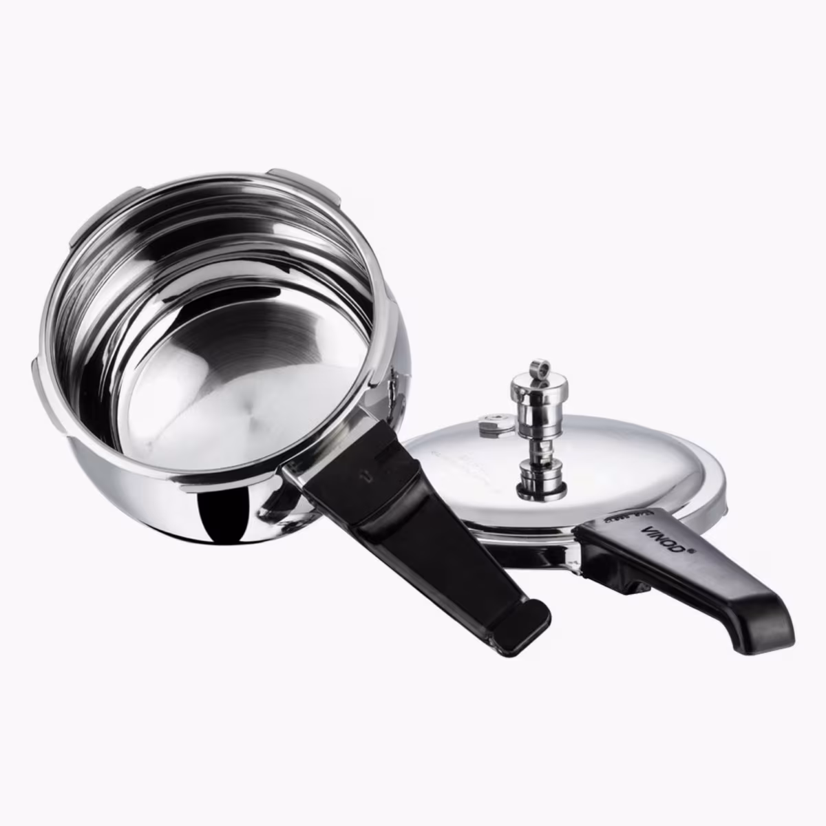 VINOD Splendid Plus 18/8 Stainless Steel Handi Pressure Cooker with Extra Glass Lid - 1.5L in Silver