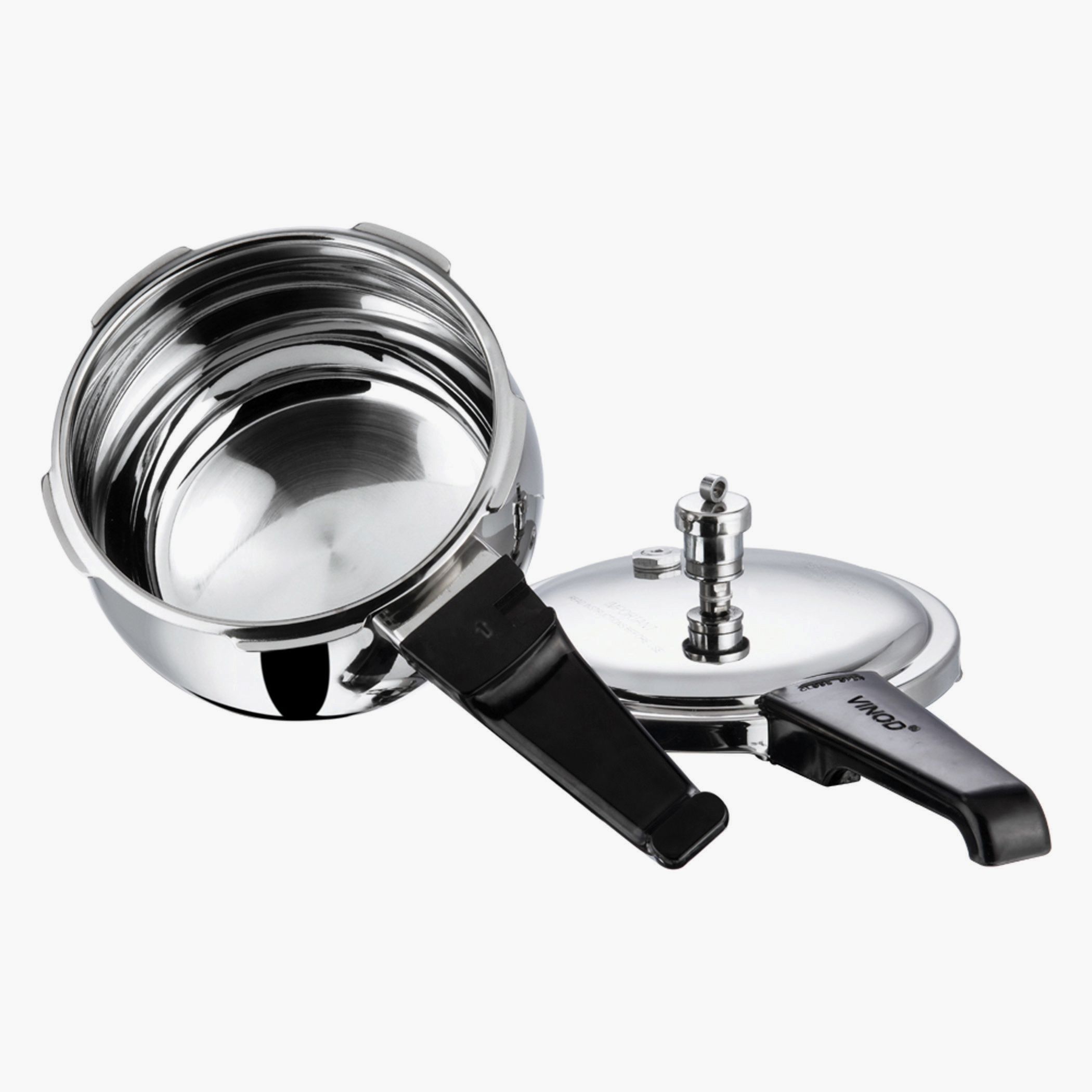 VINOD Splendid Plus 18/8 Stainless Steel Handi Pressure Cooker with Extra Glass Lid - 2.5L in Silver
