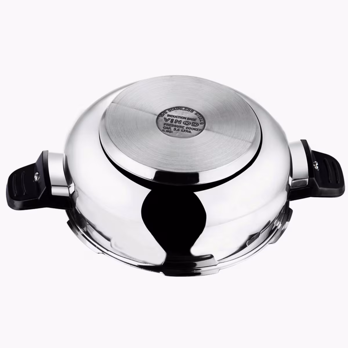 VINOD Magic 18/8 Stainless Steel Pressure Cooker with 3 Lids - 3.5L in Silver