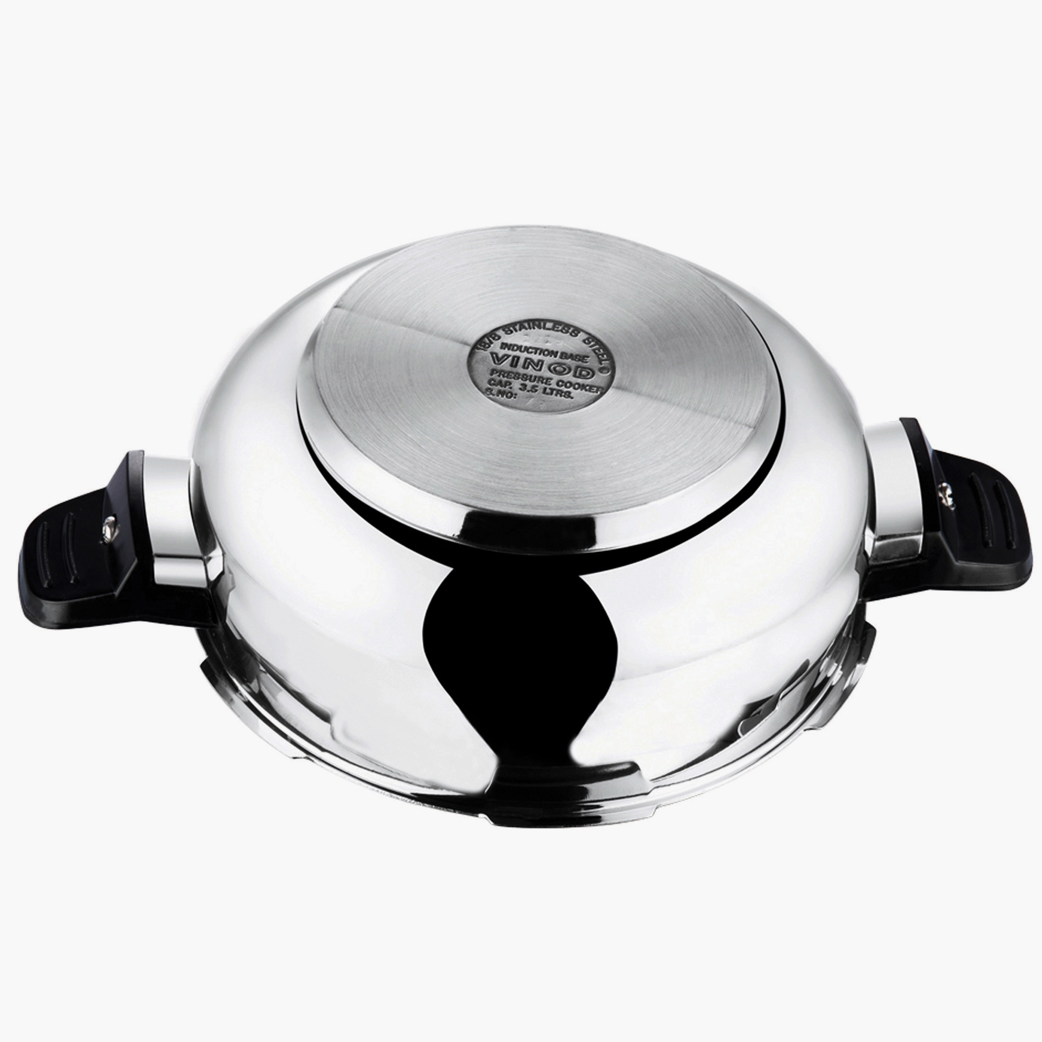 VINOD Magic 18/8 Stainless Steel Pressure Cooker with 3 Lids - 3.5L in Silver