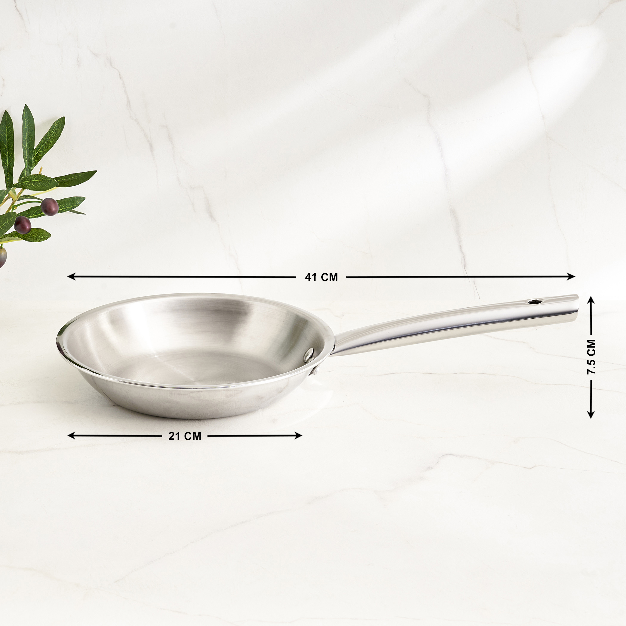Valeria Carin Tri-Ply Stainless Steel Induction Compatible Frying Pan - 1L in Silver