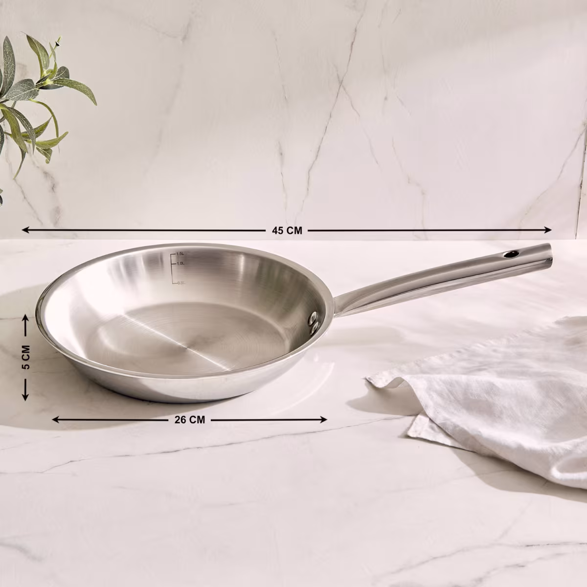 Valeria Carin Tri-Ply Stainless Steel Induction Compatible Fry Pan - 1.6L in Silver