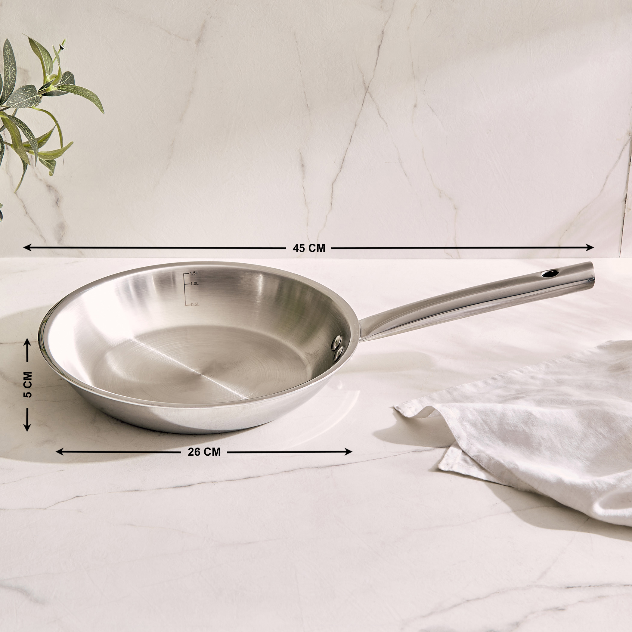 Valeria Carin Tri-Ply Stainless Steel Induction Compatible Fry Pan - 1.6L in Silver