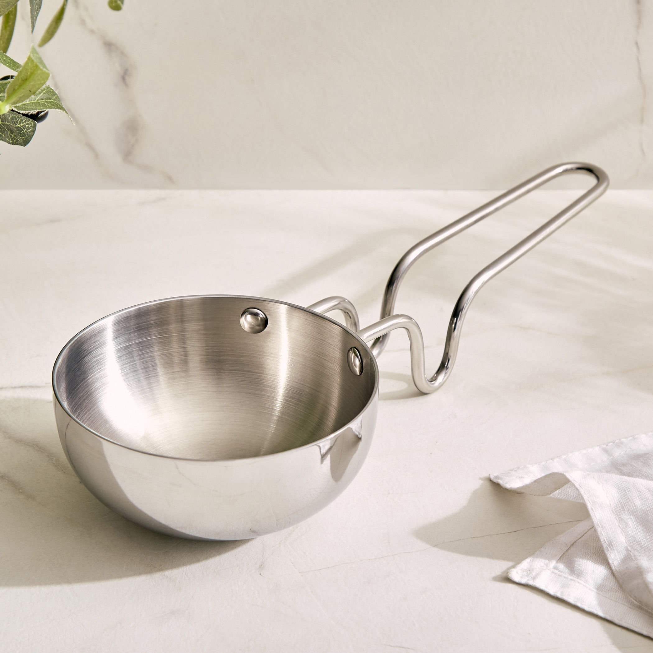 Valeria Carin Tri-Ply Stainless Steel Induction Compatible Tadka Pan - 12cm in Silver
