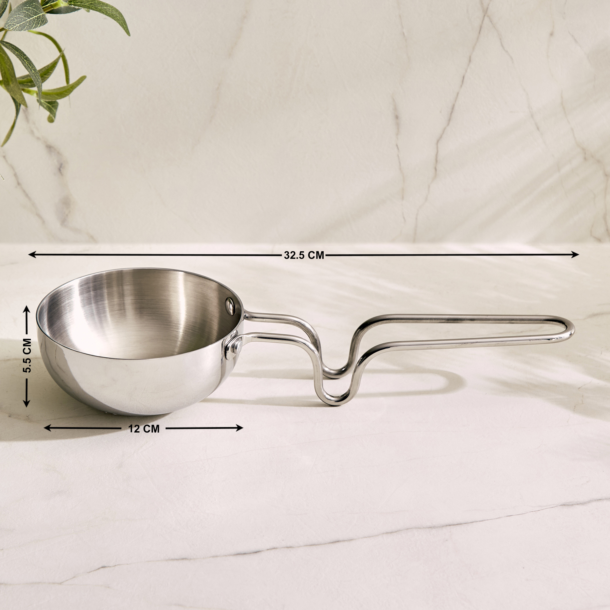 Valeria Carin Tri-Ply Stainless Steel Induction Compatible Tadka Pan - 12cm in Silver
