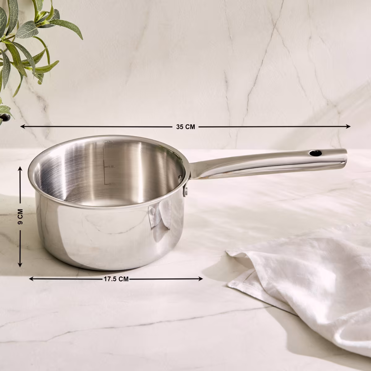 Valeria Carin Tri-Ply Stainless Steel Induction Compatible Milk Pan - 1.7L in Silver
