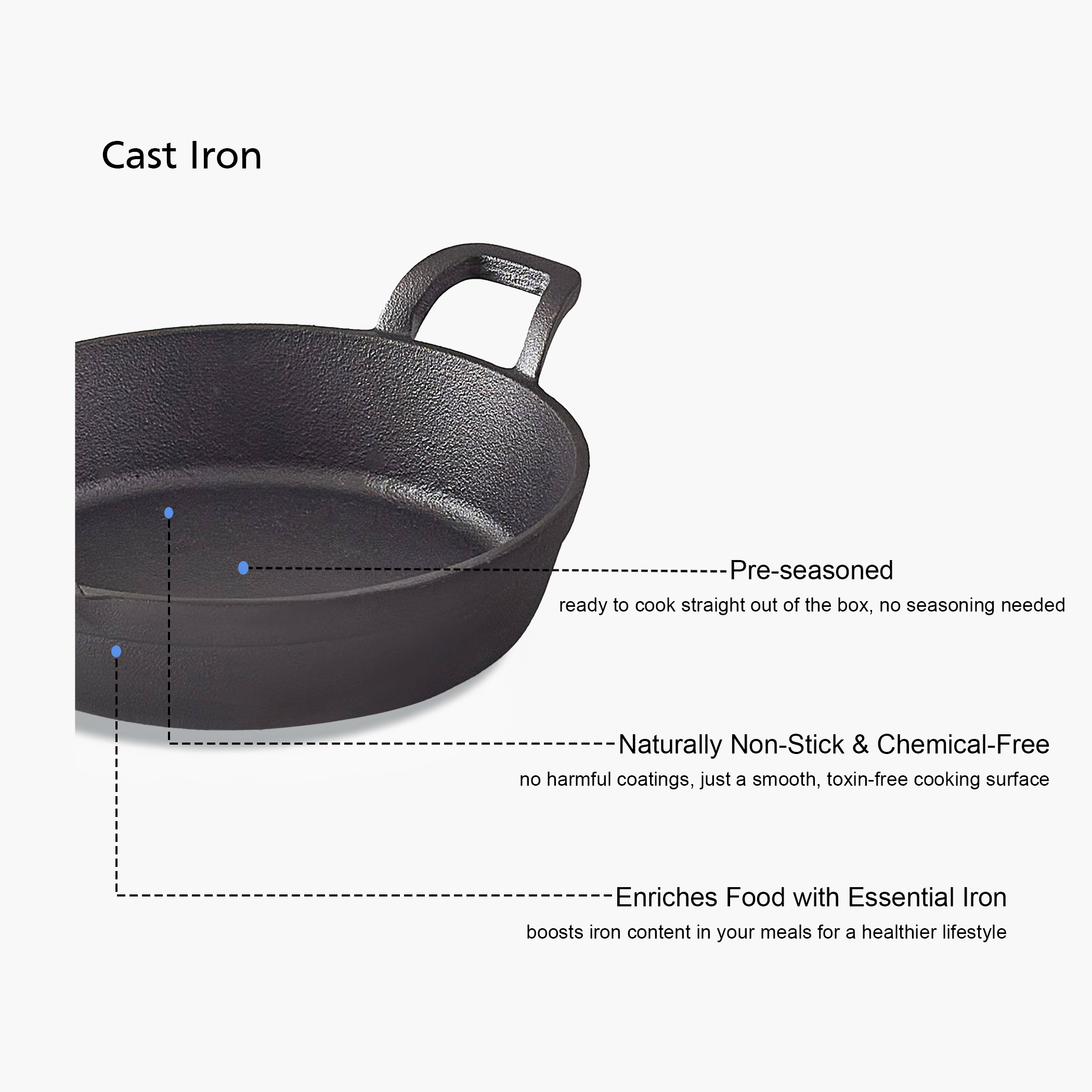 Terra Tales Sally Cast Iron Concave Tawa - 26cm in Black