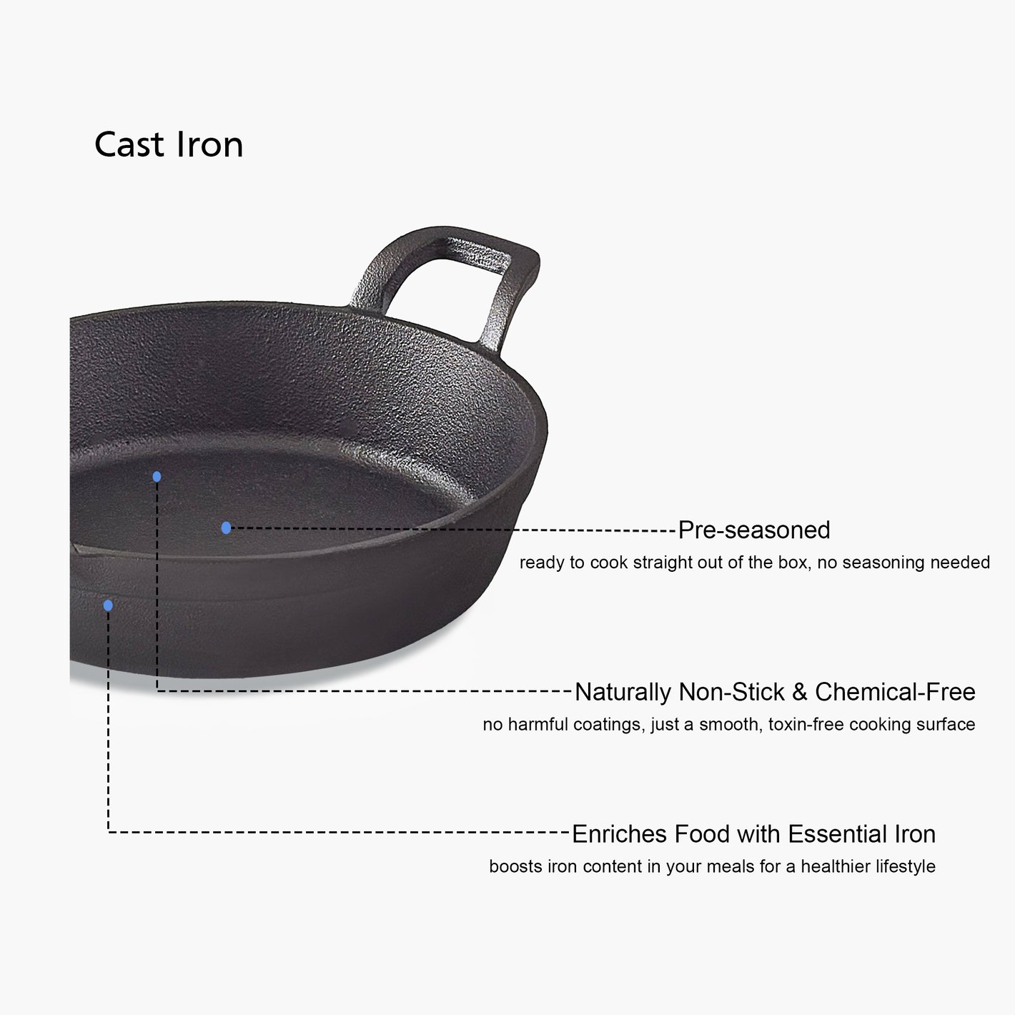 Terra Tales Sally Cast Iron Mini Fry Pan - 17.5cm in Black