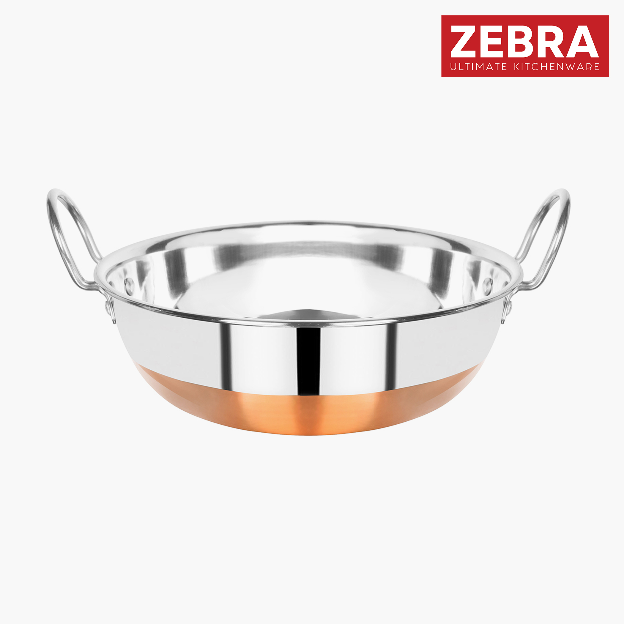 ZEBRA Stainless Steel Copper Bottom Kadai - 1.2L in Silver