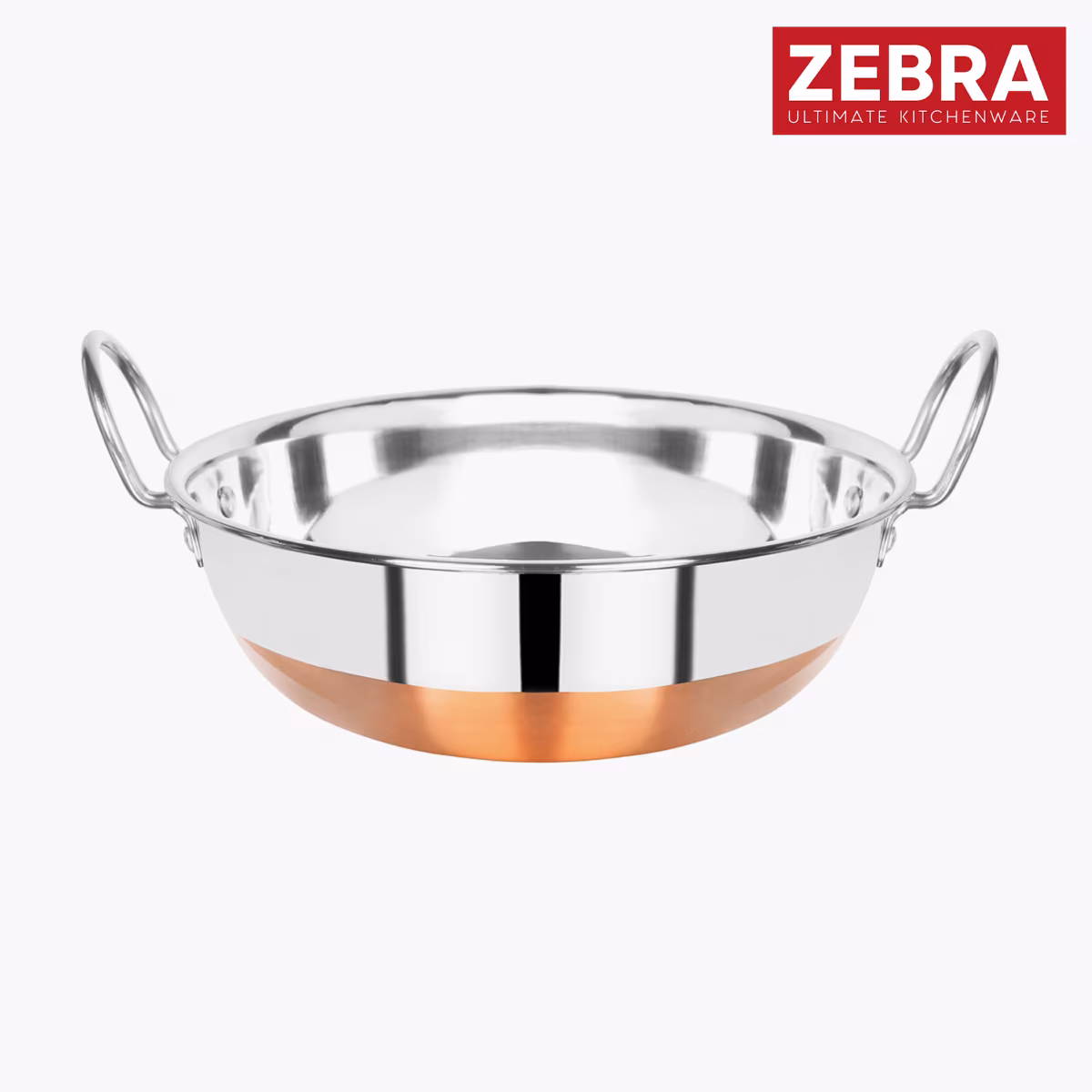 ZEBRA Stainless Steel Copper Bottom Kadai - 1.6 L in Silver