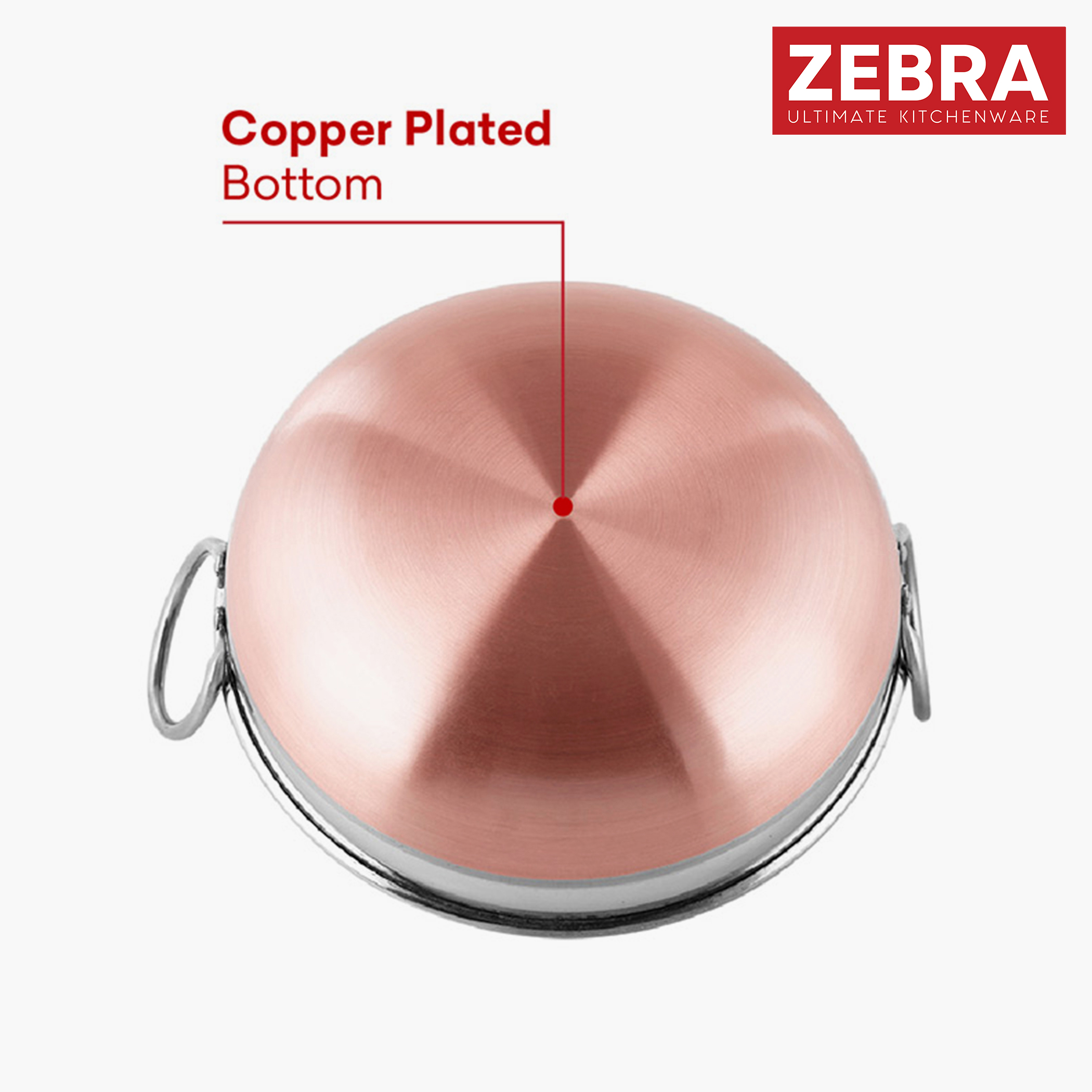 ZEBRA Stainless Steel Copper Bottom Kadai - 2.3L in Silver