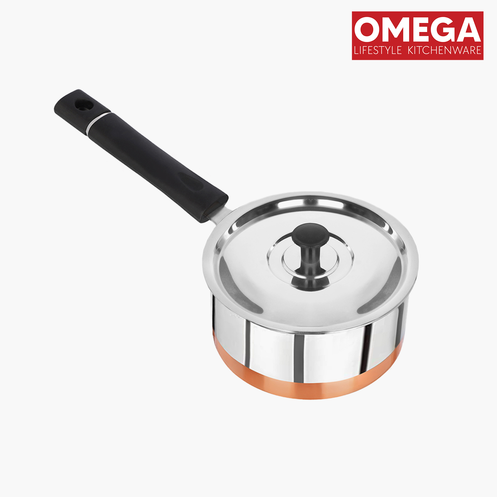 OMEGA Set of 2 Stainless Steel Sauce Pan with Lid in Silver