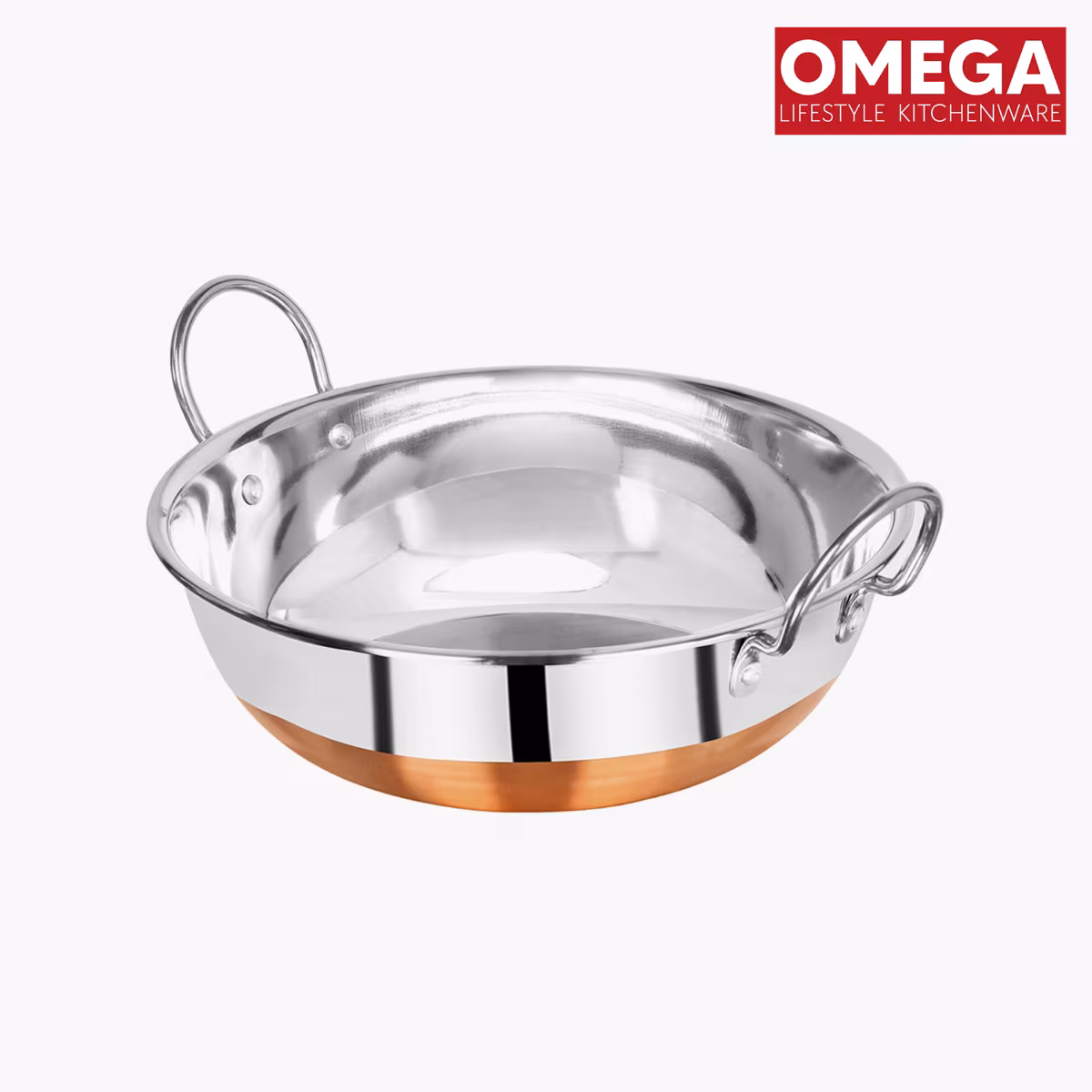 OMEGA Stainless Steel Copper Bottom Kadhai - 1.6L in Silver