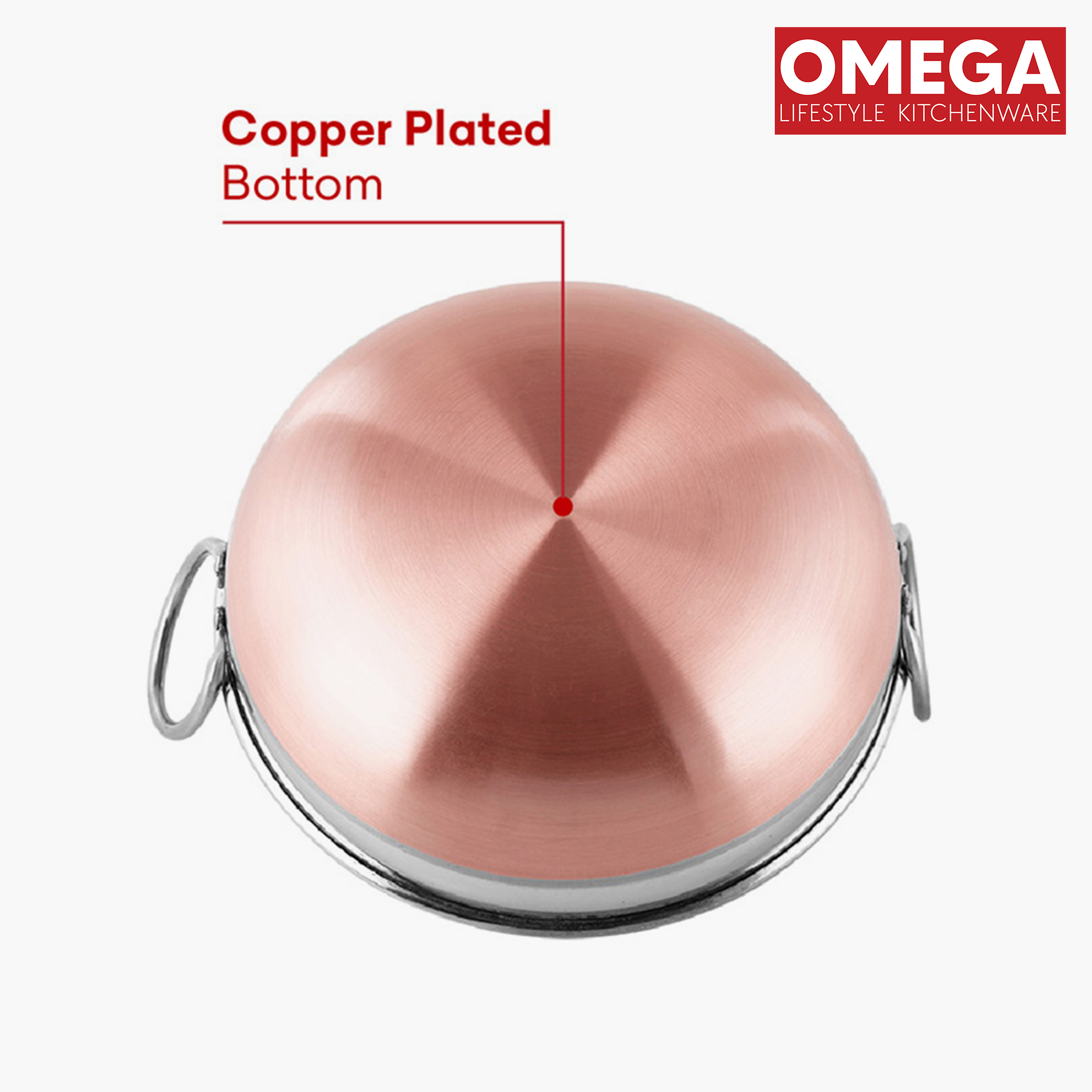 OMEGA Stainless Steel Copper Bottom Kadhai - 1.6L in Silver