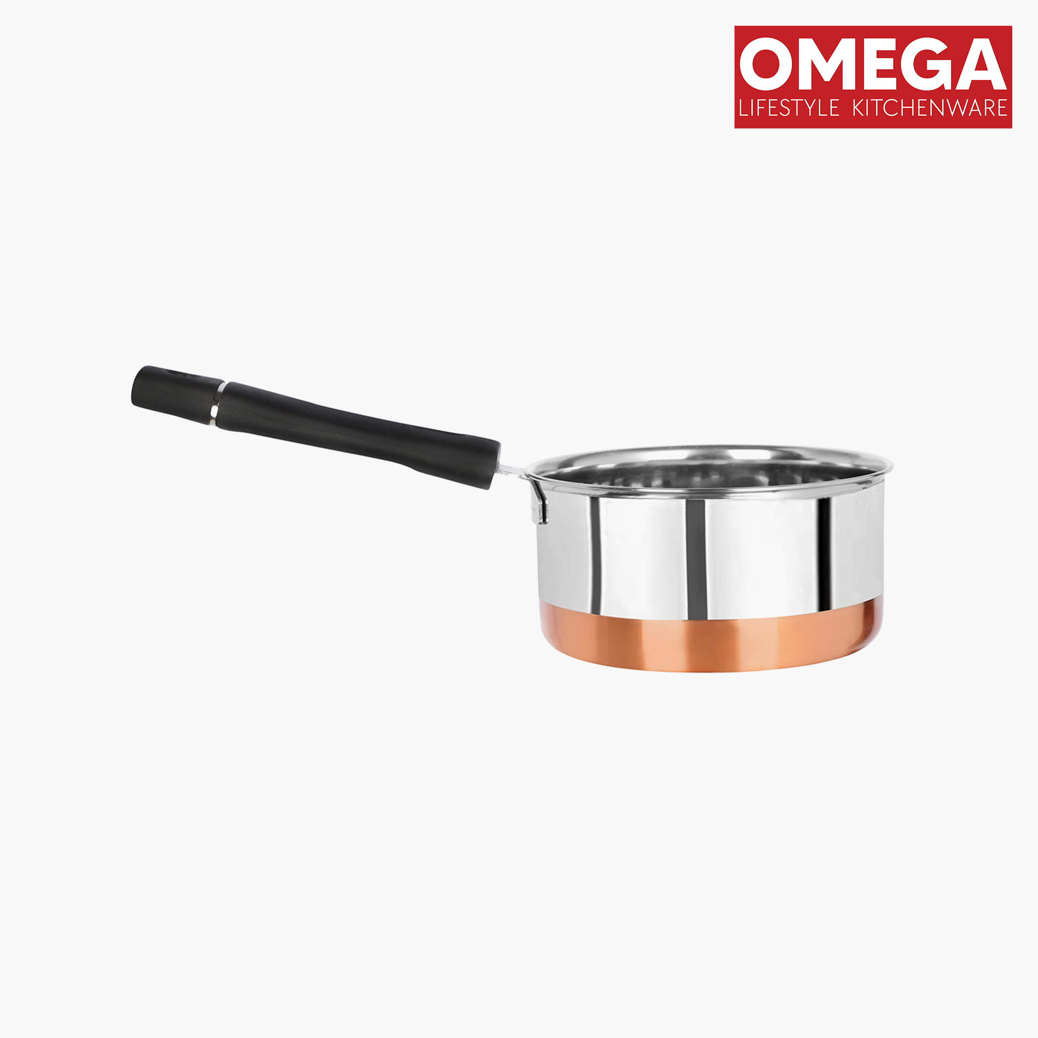 OMEGA Stainless Steel Copper Bottom Saucepan - 1.2L in Silver