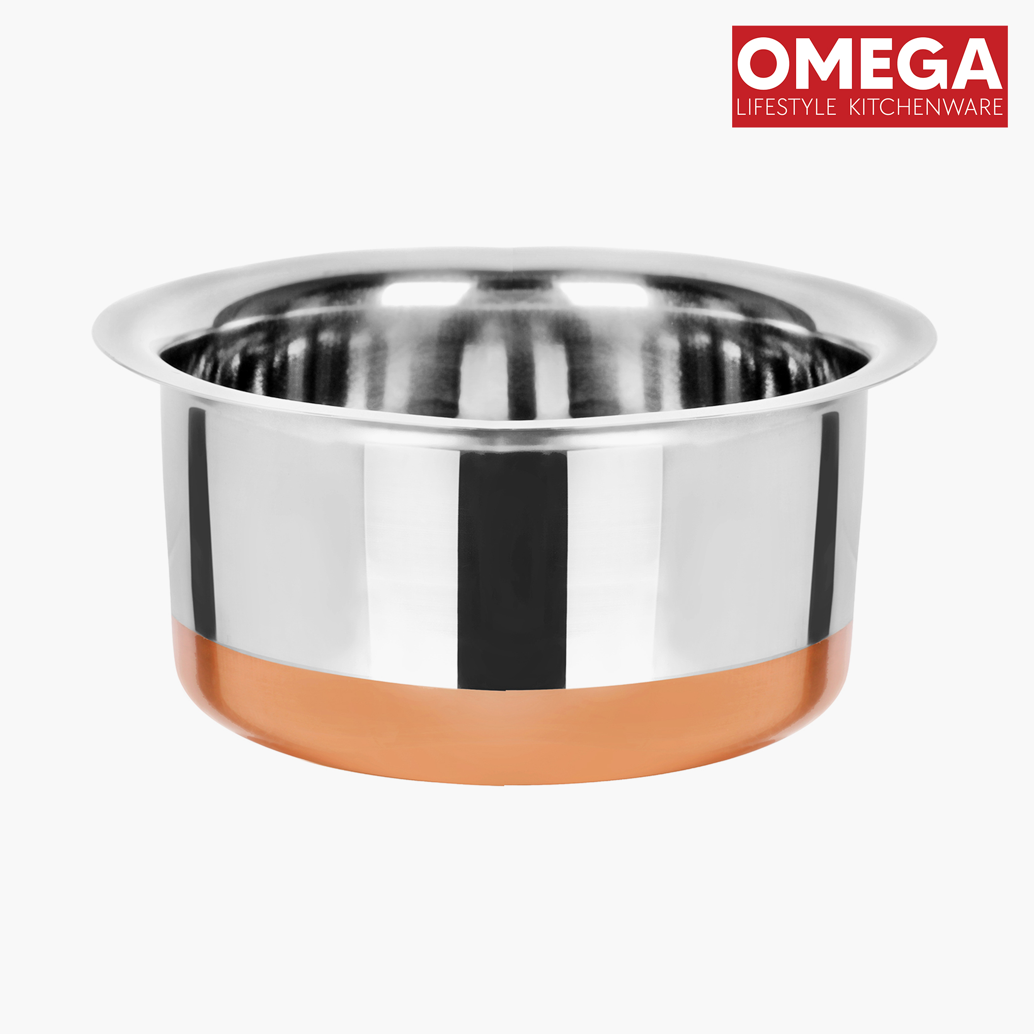 OMEGA Stainless Steel Copper Bottom Tope - 1.1L in Silver
