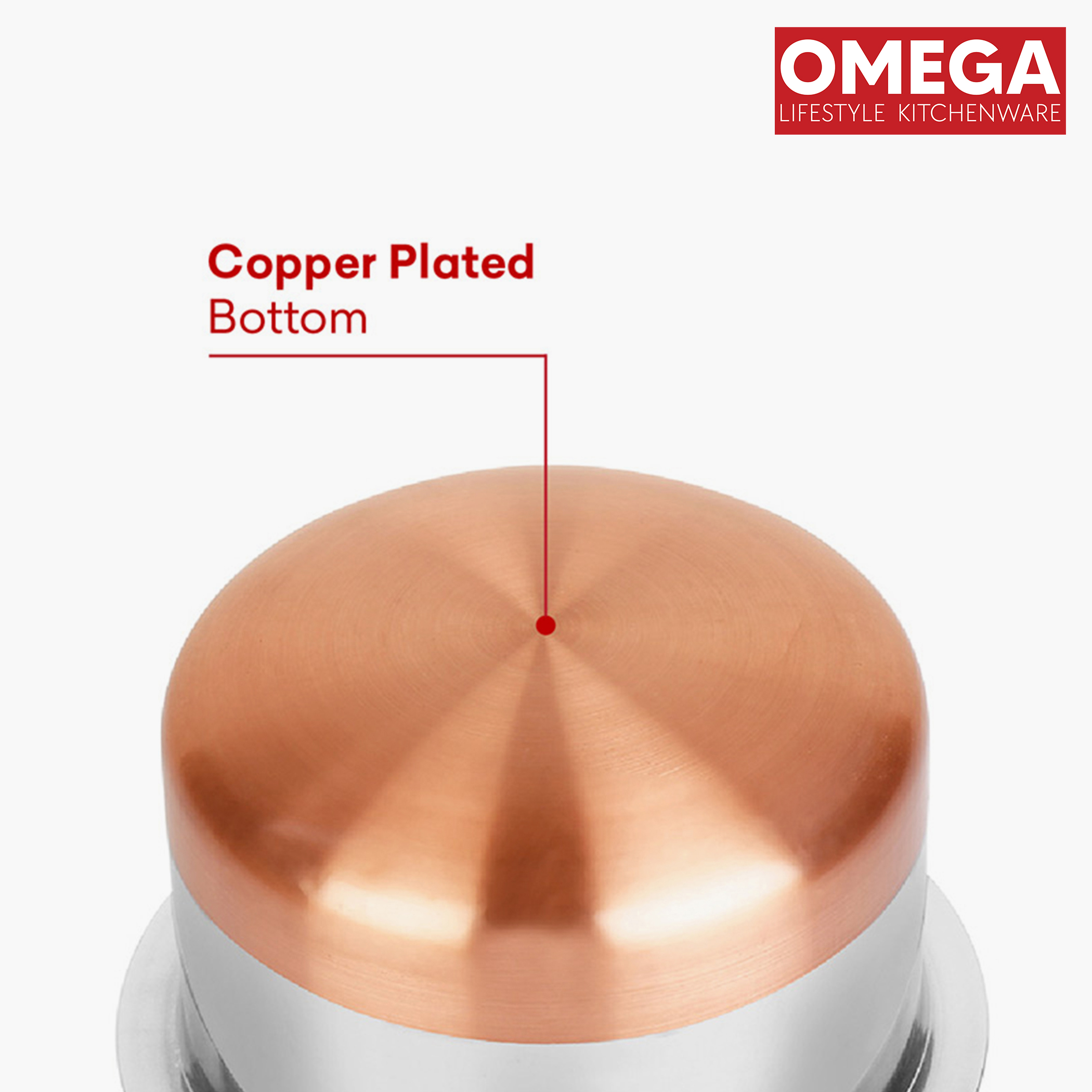 OMEGA Alfa 2Pcs Stainless Steel Copper Bottom Cookware Set in Silver
