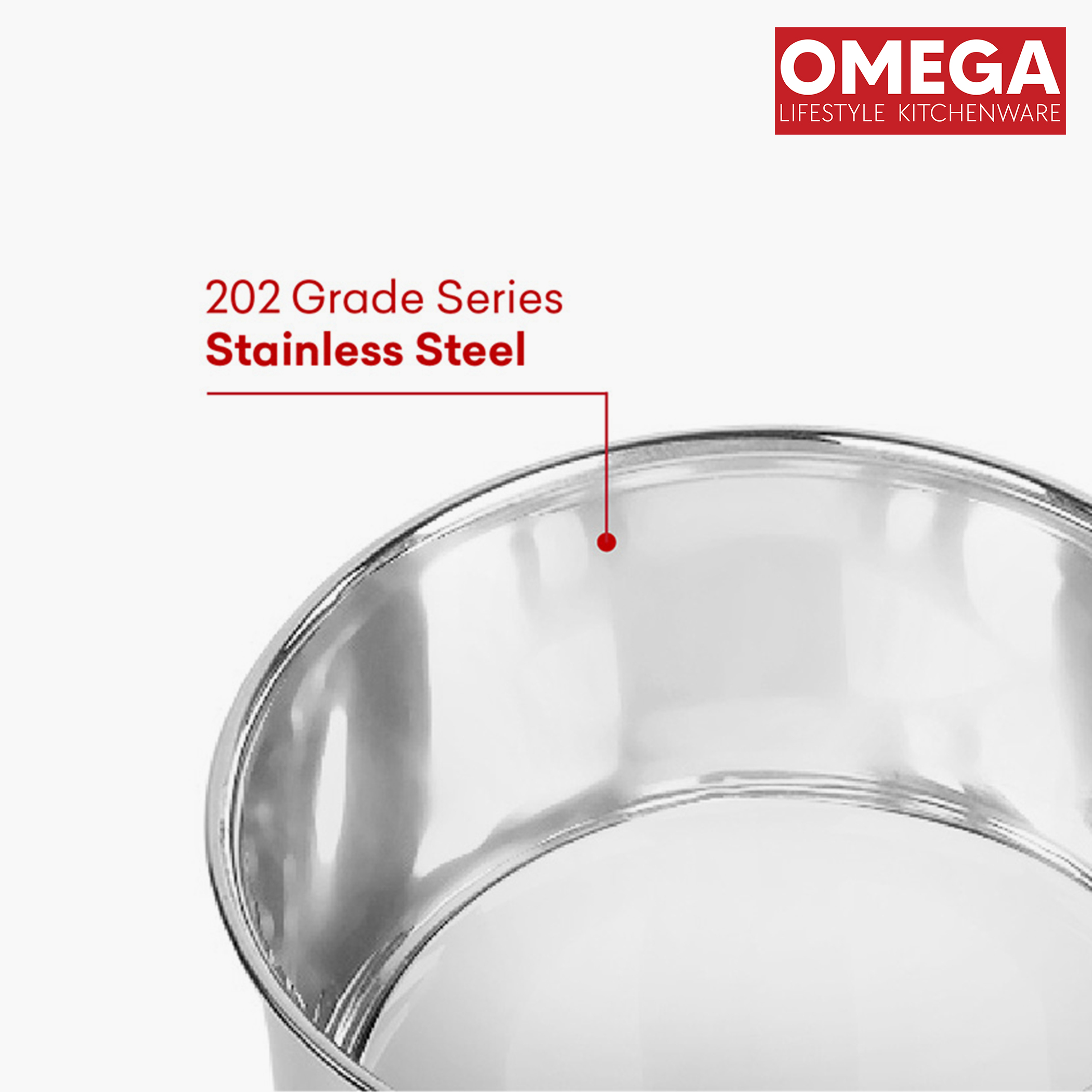 OMEGA Beta 2Pcs Stainless Steel Copper Bottom Cookware Set in Silver
