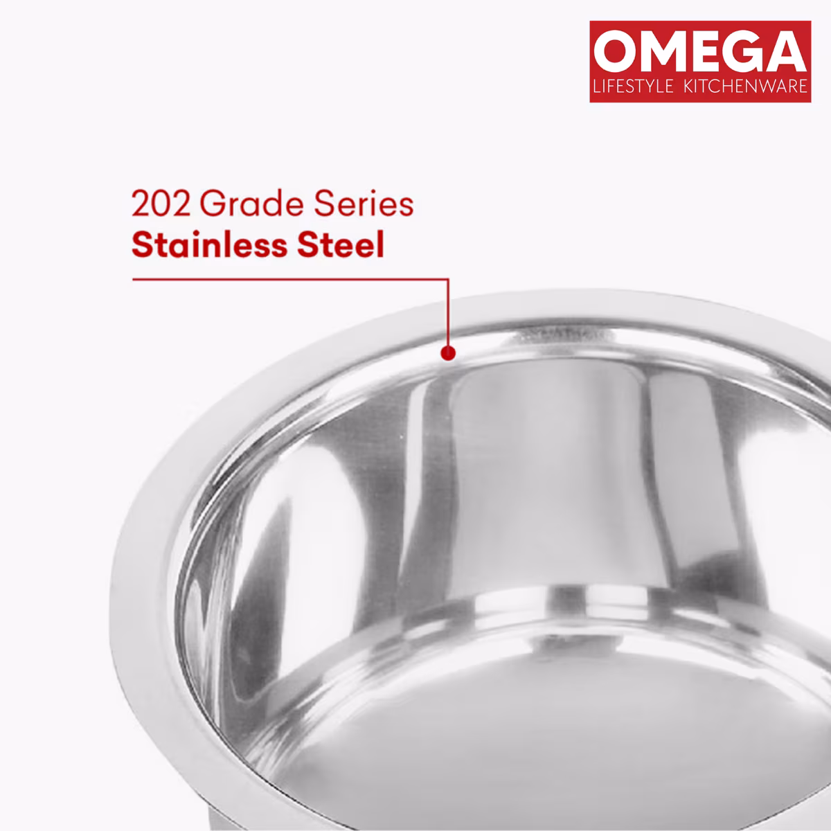 OMEGA Beta 2Pcs Stainless Steel Copper Bottom Cookware Set in Silver