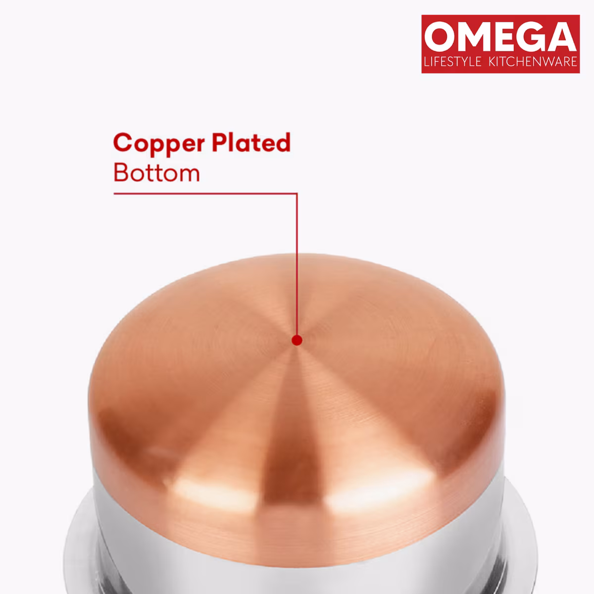 OMEGA Beta 2Pcs Stainless Steel Copper Bottom Cookware Set in Silver