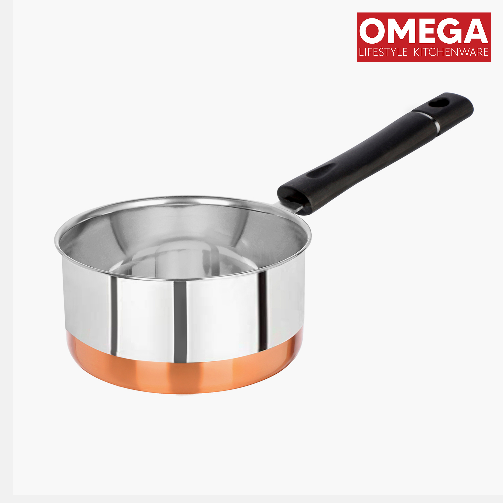 OMEGA Beta 2Pcs Stainless Steel Copper Bottom Cookware Set in Silver