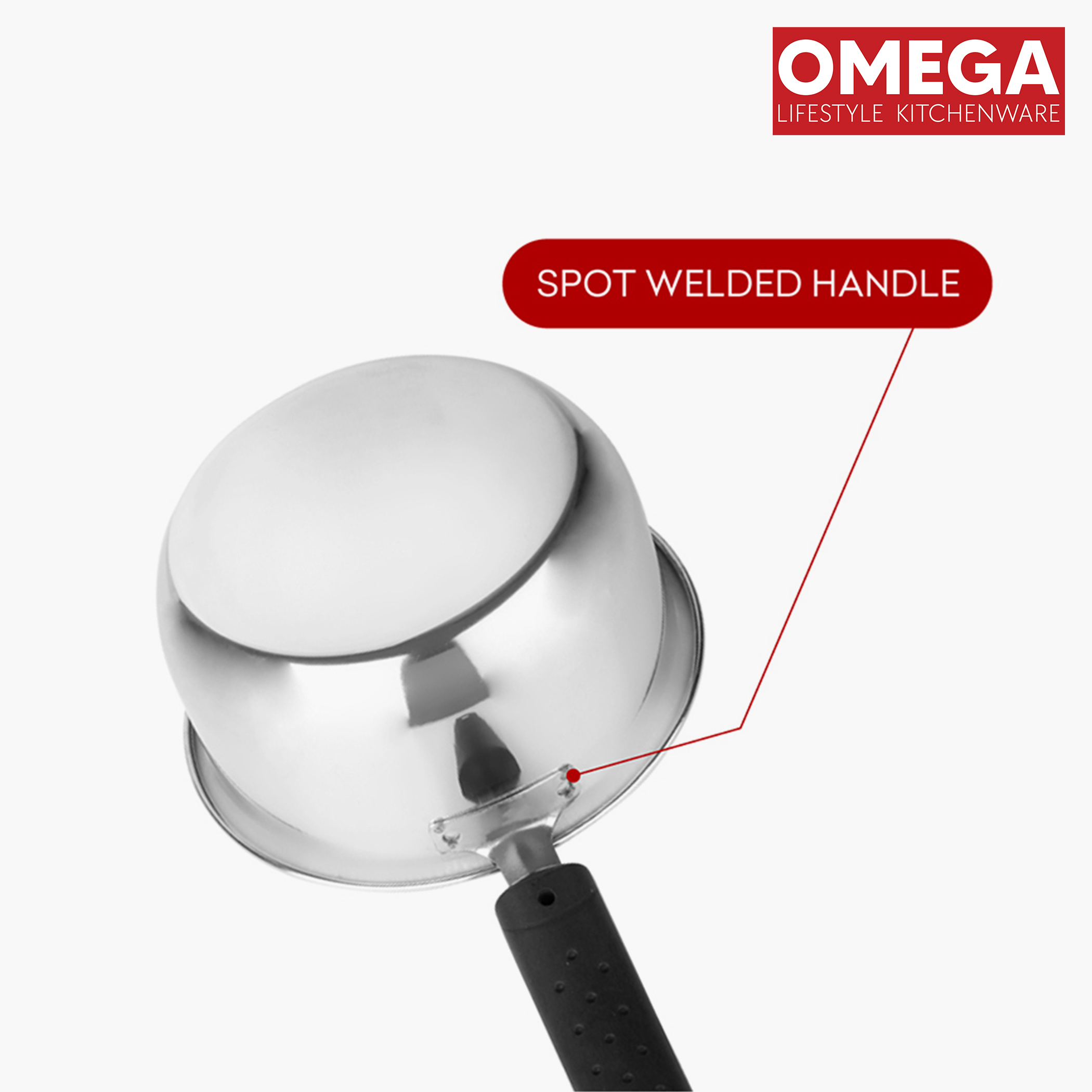 OMEGA 2Pcs Stainless Steel Flat Bottom Cookware Set in Silver