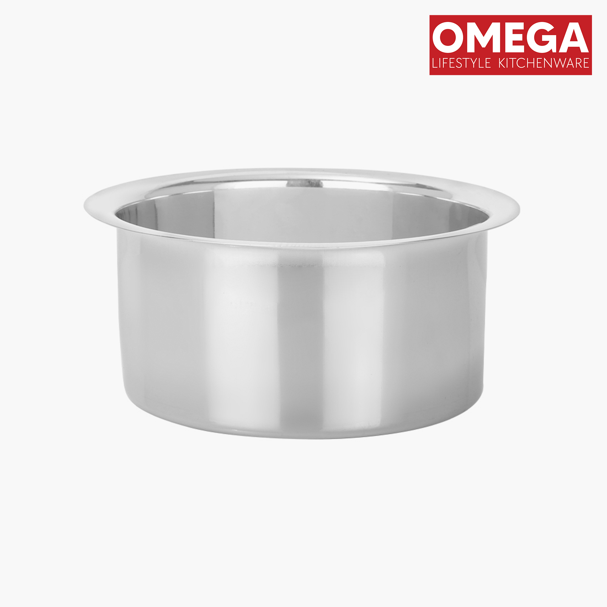 OMEGA 2Pcs Stainless Steel Flat Bottom Cookware Set in Silver