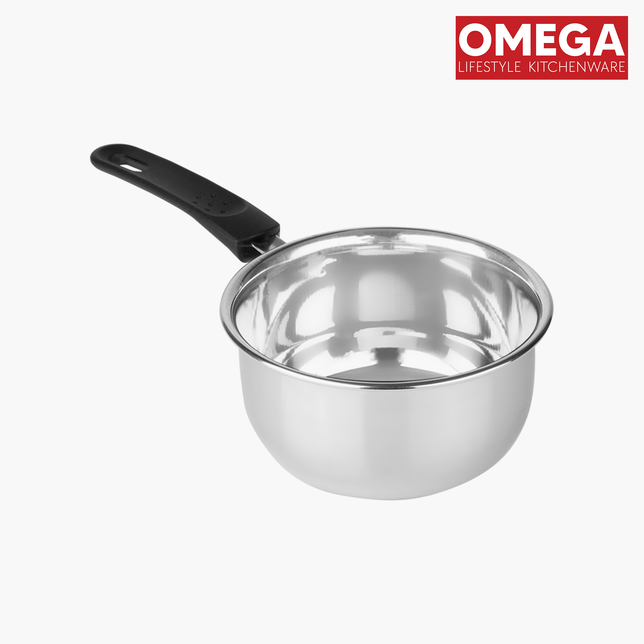 OMEGA 2Pcs Stainless Steel Flat Bottom Cookware Set in Silver