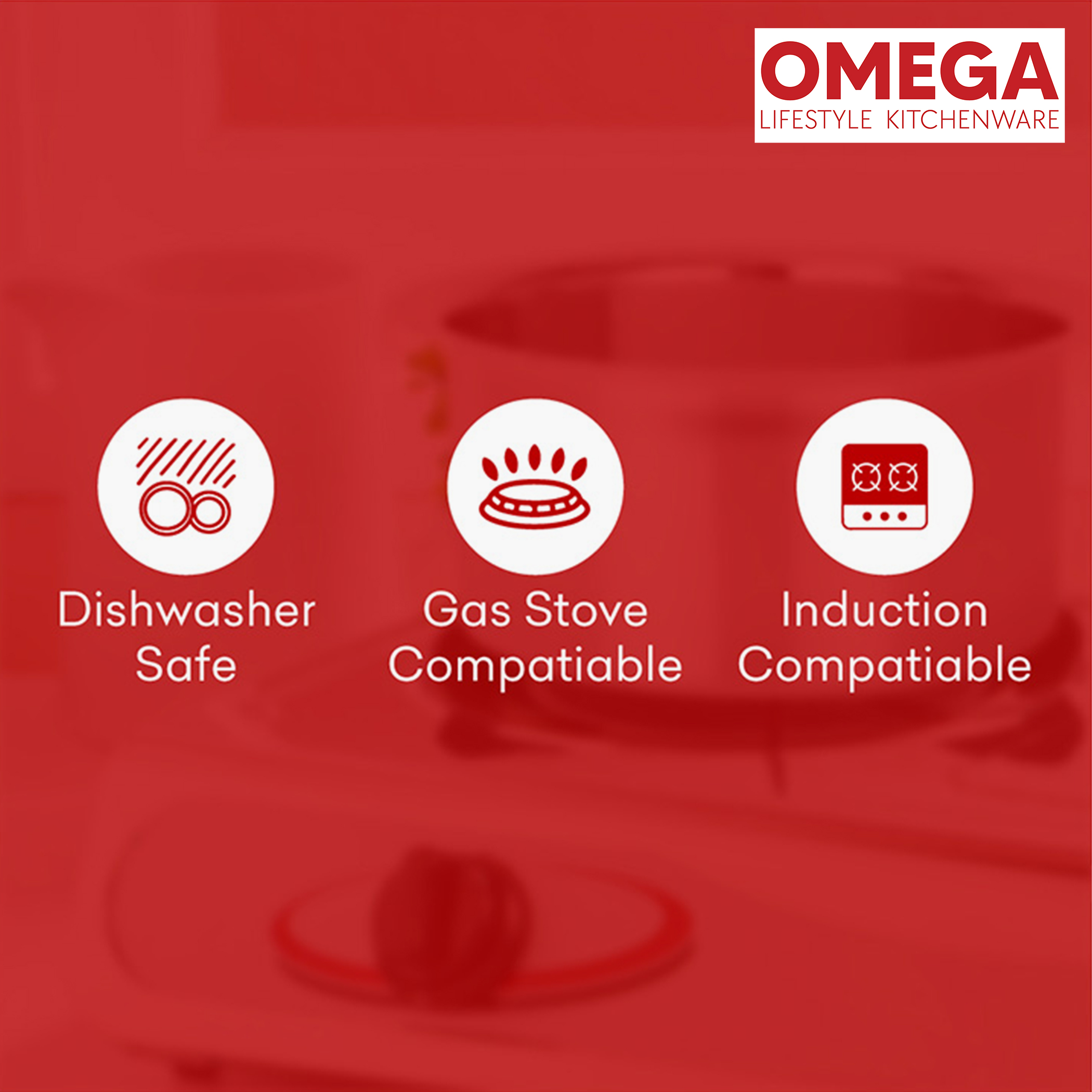 OMEGA 3Pcs Stainless Steel Flat Bottom Cookware Set in Silver