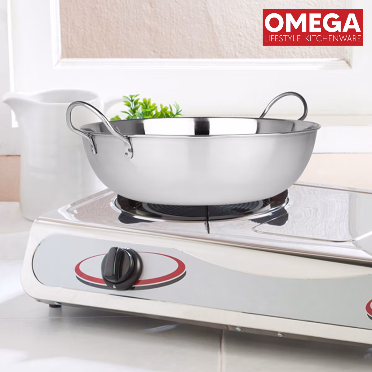 OMEGA 3Pcs Stainless Steel Flat Bottom Cookware Set in Silver