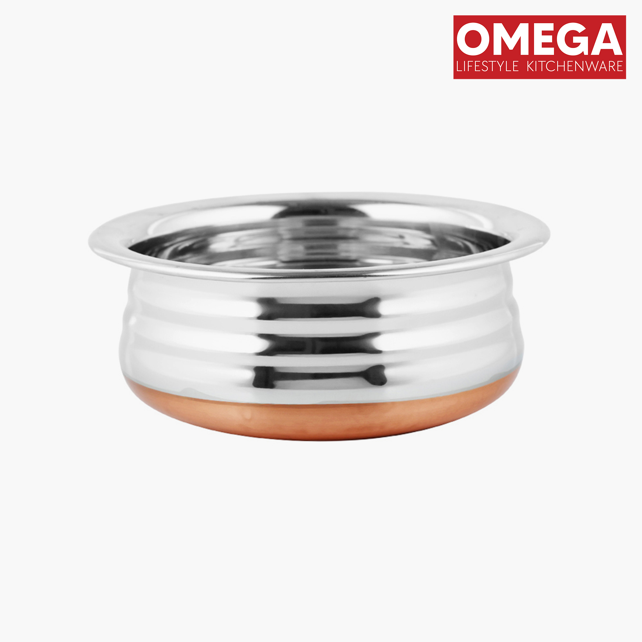 OMEGA Deluxe 6Pcs Stainless Steel Copper Bottom Cookware Set in Silver