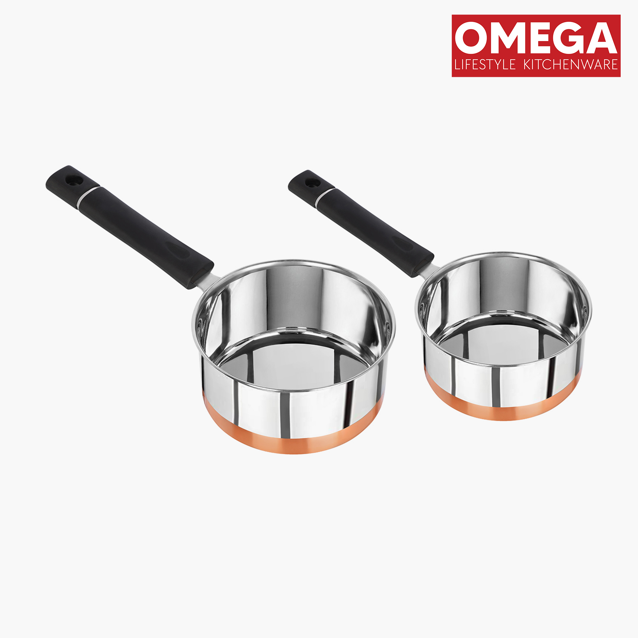 OMEGA 7Pcs Stainless Steel Copper Bottom Cookware Set in Silver