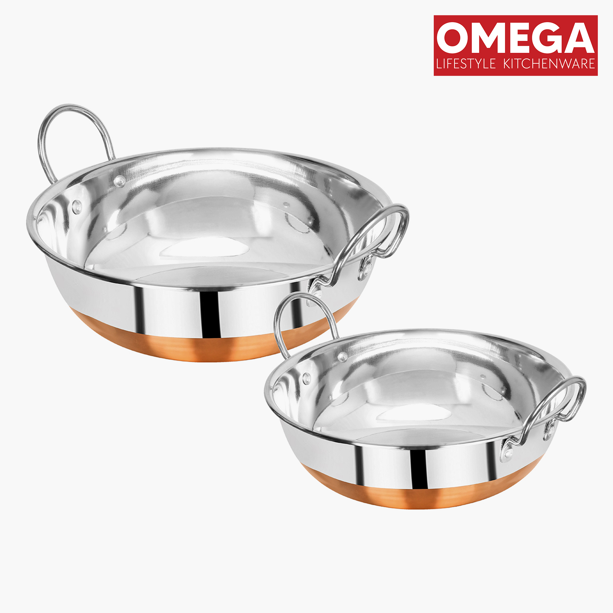 OMEGA 7Pcs Stainless Steel Copper Bottom Cookware Set in Silver