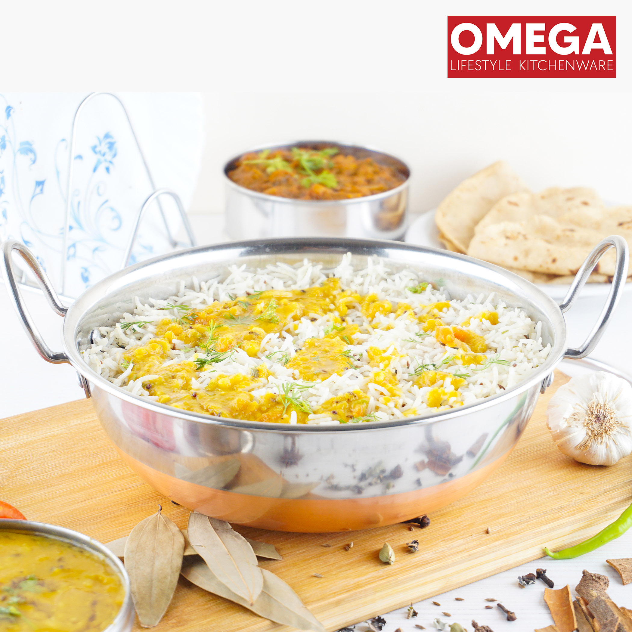 OMEGA 7Pcs Stainless Steel Copper Bottom Cookware Set in Silver