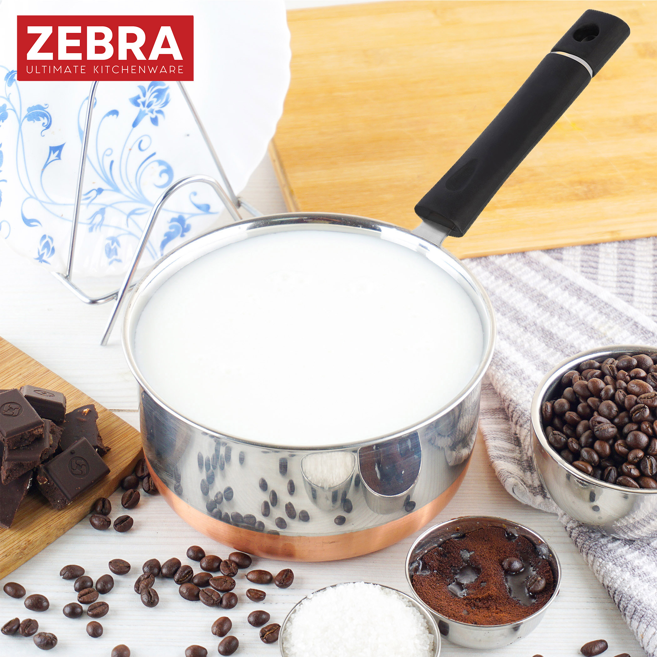 ZEBRA Stainless Steel Copper Bottom Sauce Pan - 1.2L in Silver
