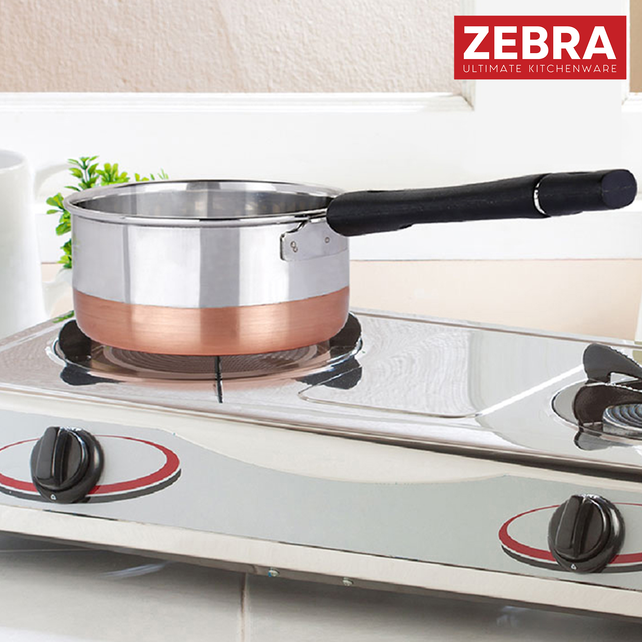 ZEBRA Stainless Steel Copper Bottom Sauce Pan - 1.2L in Silver