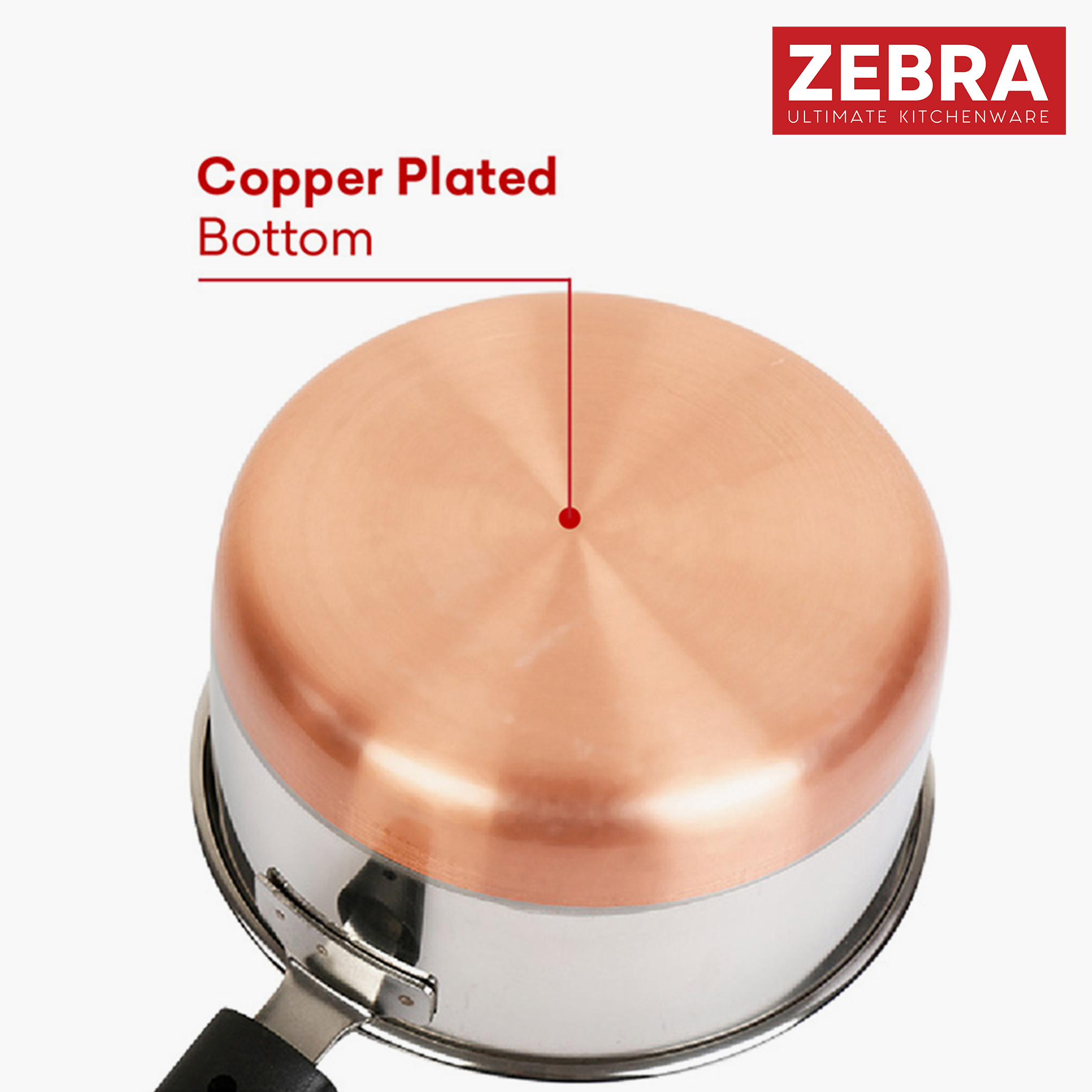 ZEBRA Stainless Steel Copper Bottom Sauce Pan - 1.2L in Silver
