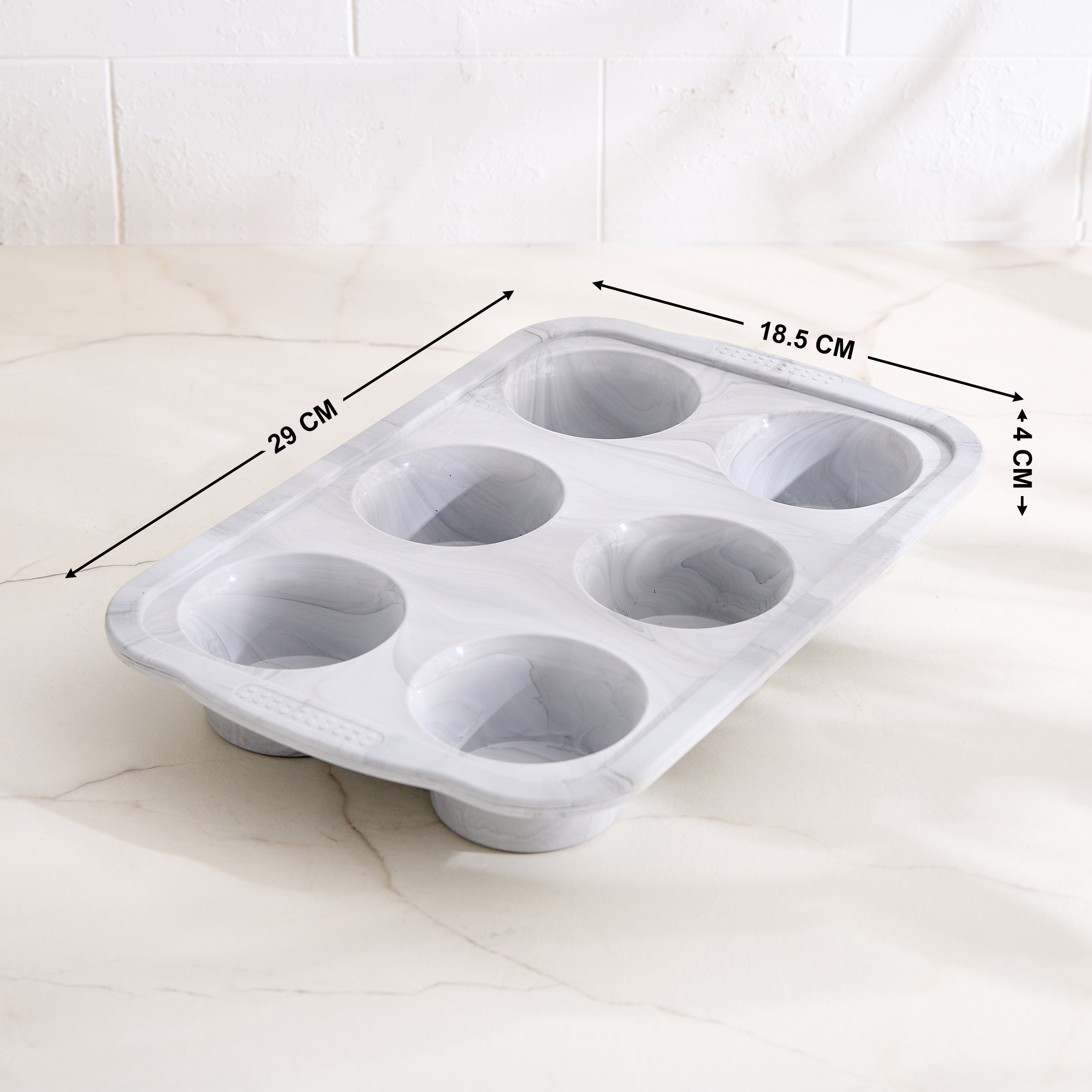 Bakers Pride Floura Silicone 6 Cups Muffin Pan in Grey