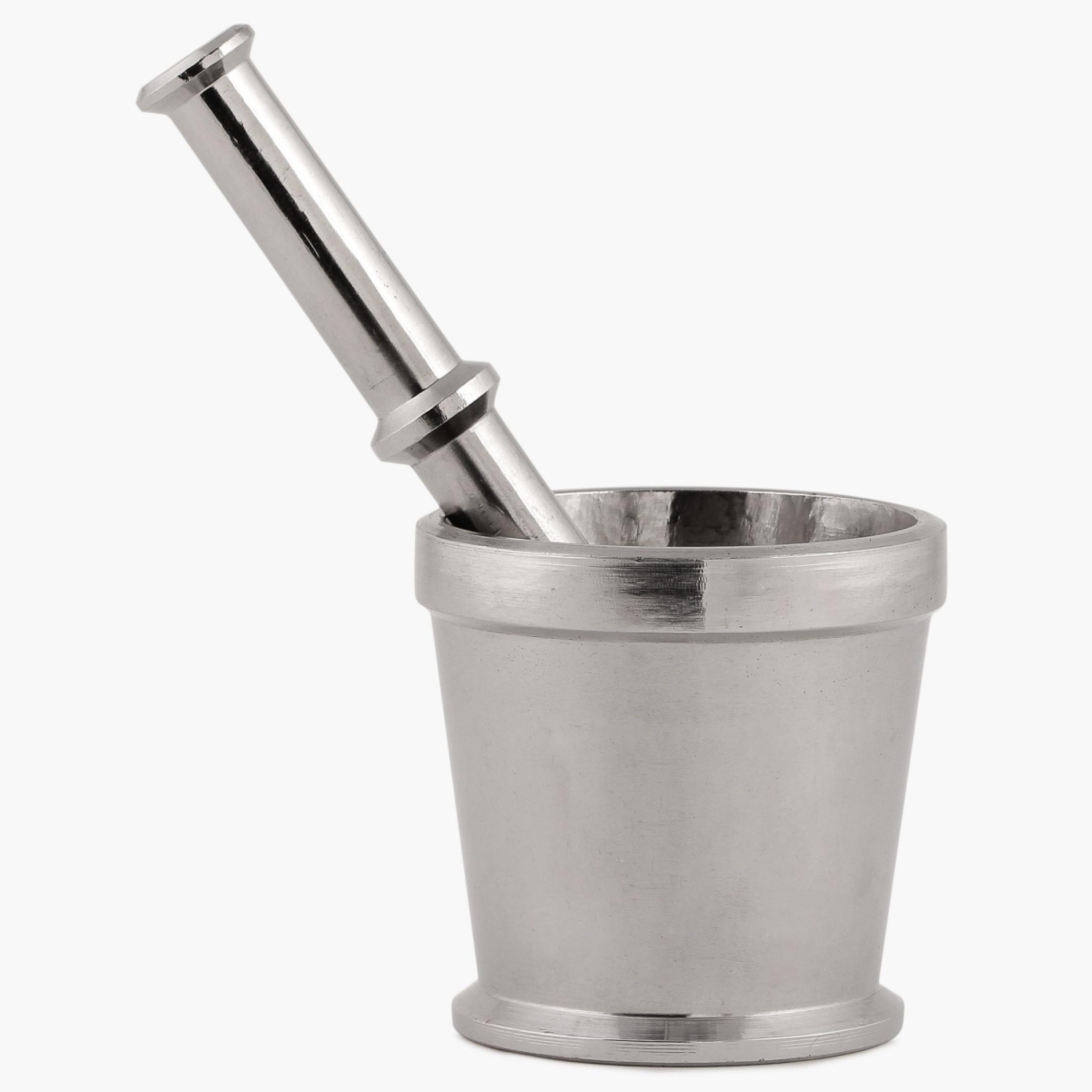 Glovia Stainless Steel Hand Grinding Mortar and Pestle Set in Silver
