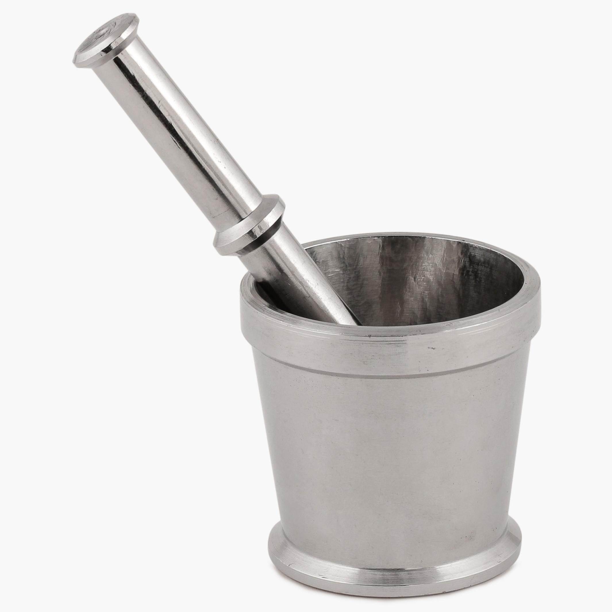 Glovia Stainless Steel Hand Grinding Mortar and Pestle Set in Silver