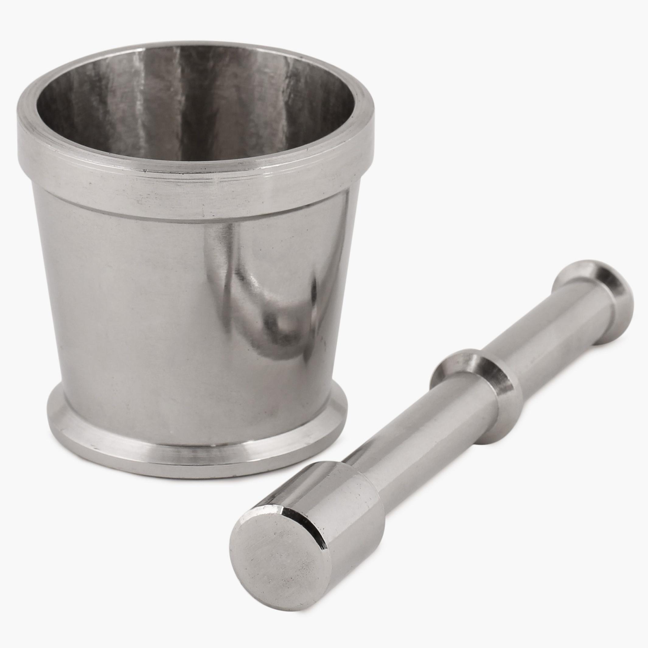 Glovia Stainless Steel Hand Grinding Mortar and Pestle Set in Silver