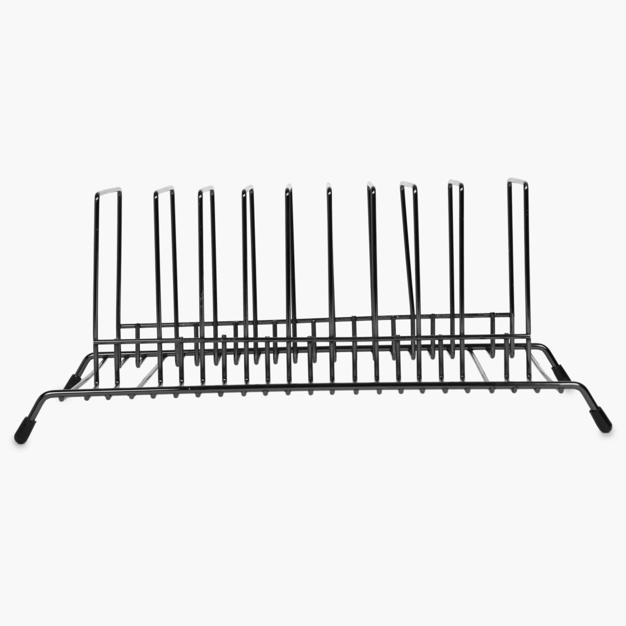 Gravel Solid Plate rack - Stainless Steel -  Plate Rack With Compartment - 34 cm x 21 cm x 15 cm - Black in Black