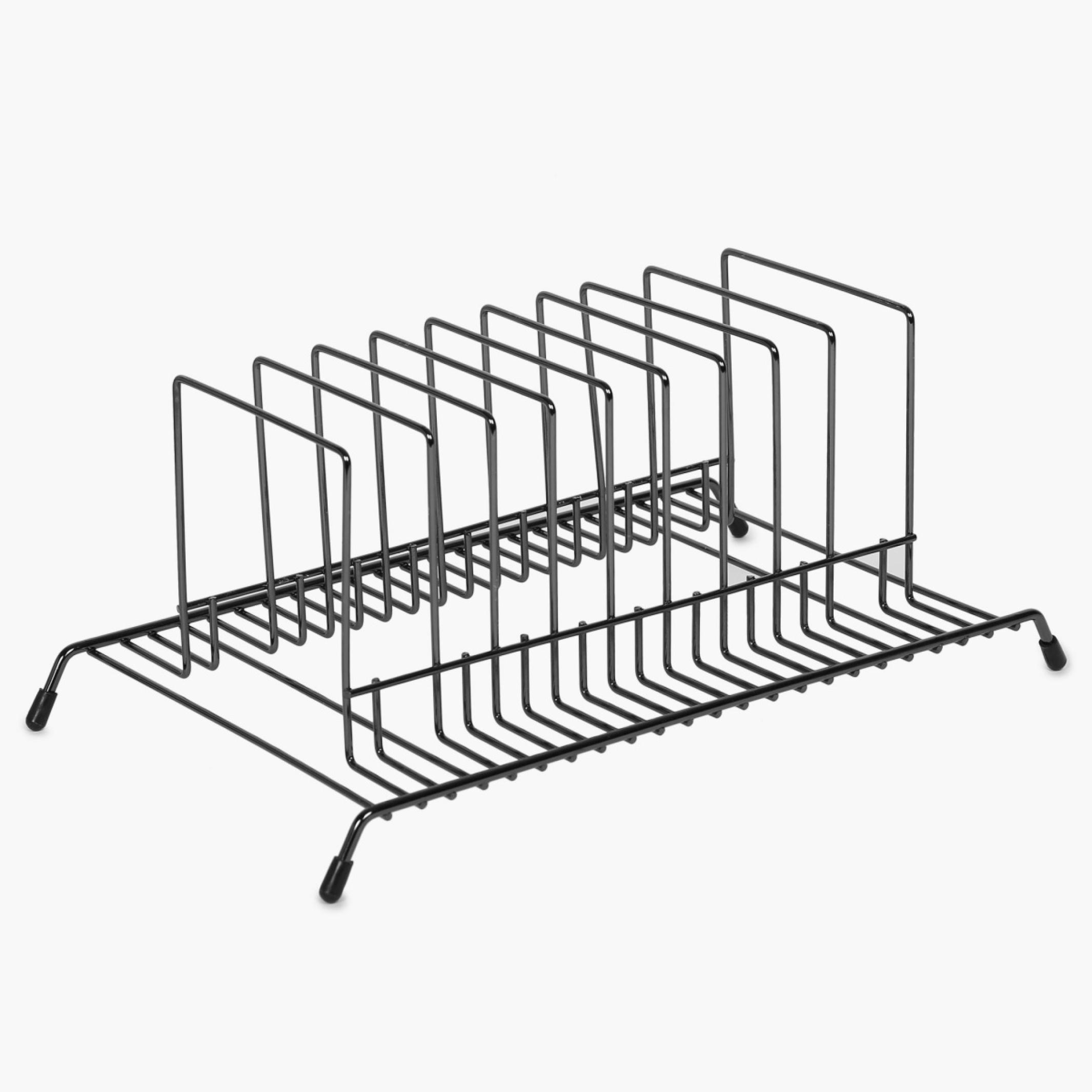 Gravel Solid Plate rack - Stainless Steel -  Plate Rack With Compartment - 34 cm x 21 cm x 15 cm - Black in Black