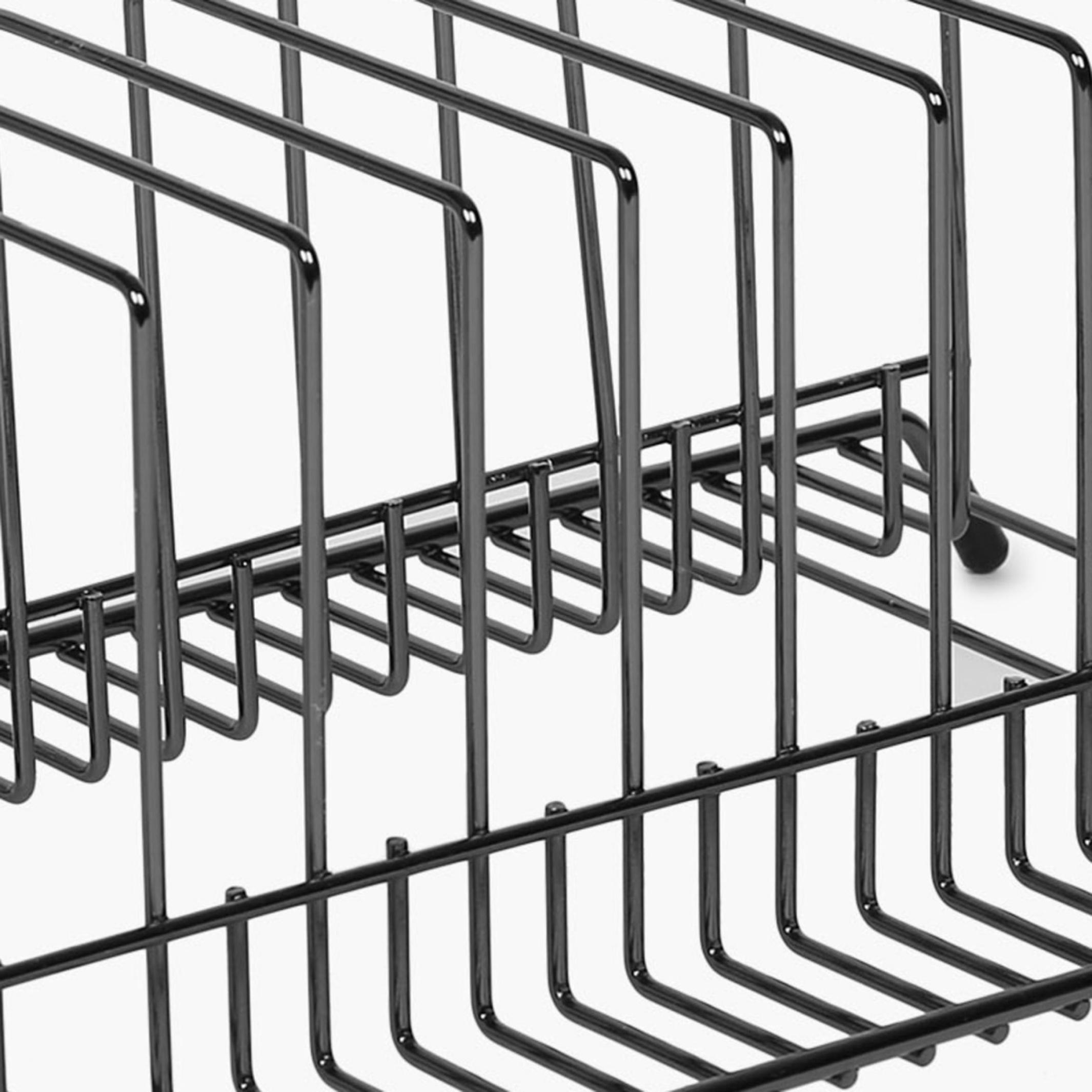 Gravel Solid Plate rack - Stainless Steel -  Plate Rack With Compartment - 34 cm x 21 cm x 15 cm - Black in Black
