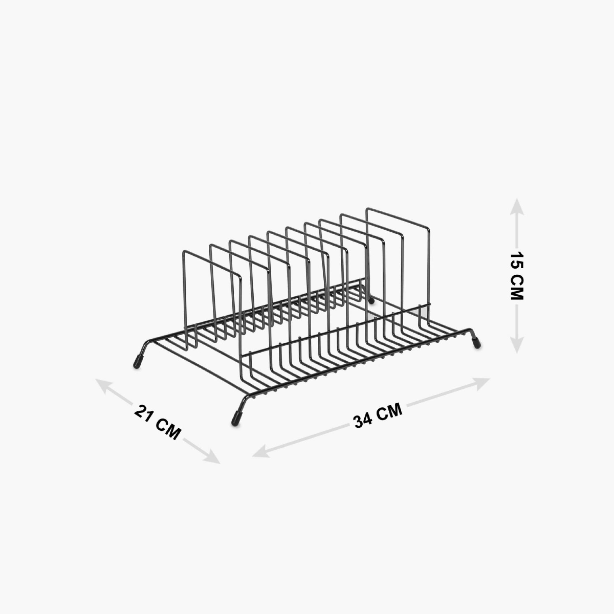 Gravel Solid Plate rack - Stainless Steel -  Plate Rack With Compartment - 34 cm x 21 cm x 15 cm - Black in Black