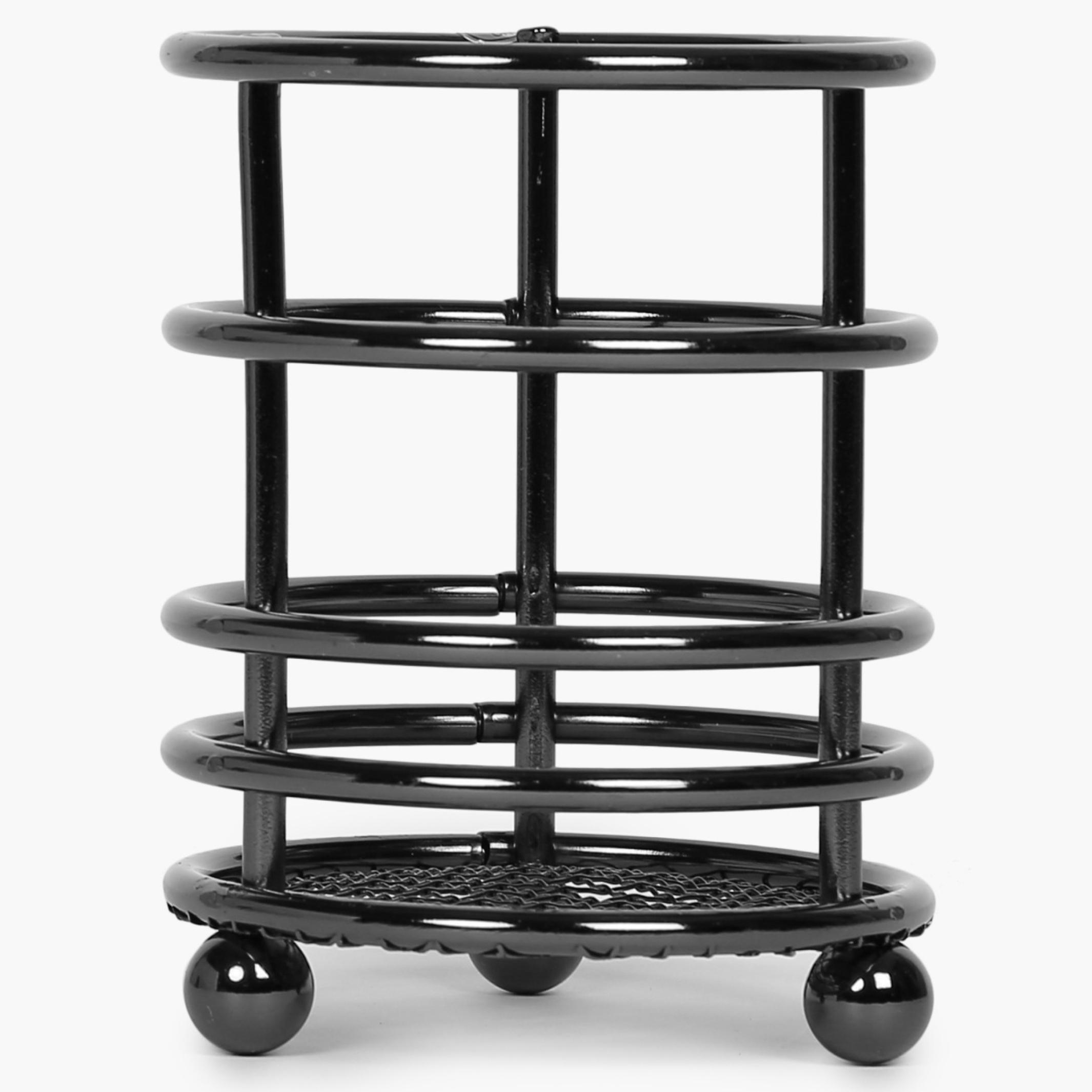 Gravel Solid Utensil Holder - Stainless Steel -  Utensil Holder - 9.5 cm x 9.5 cm x 12.5 cm - Black in Black