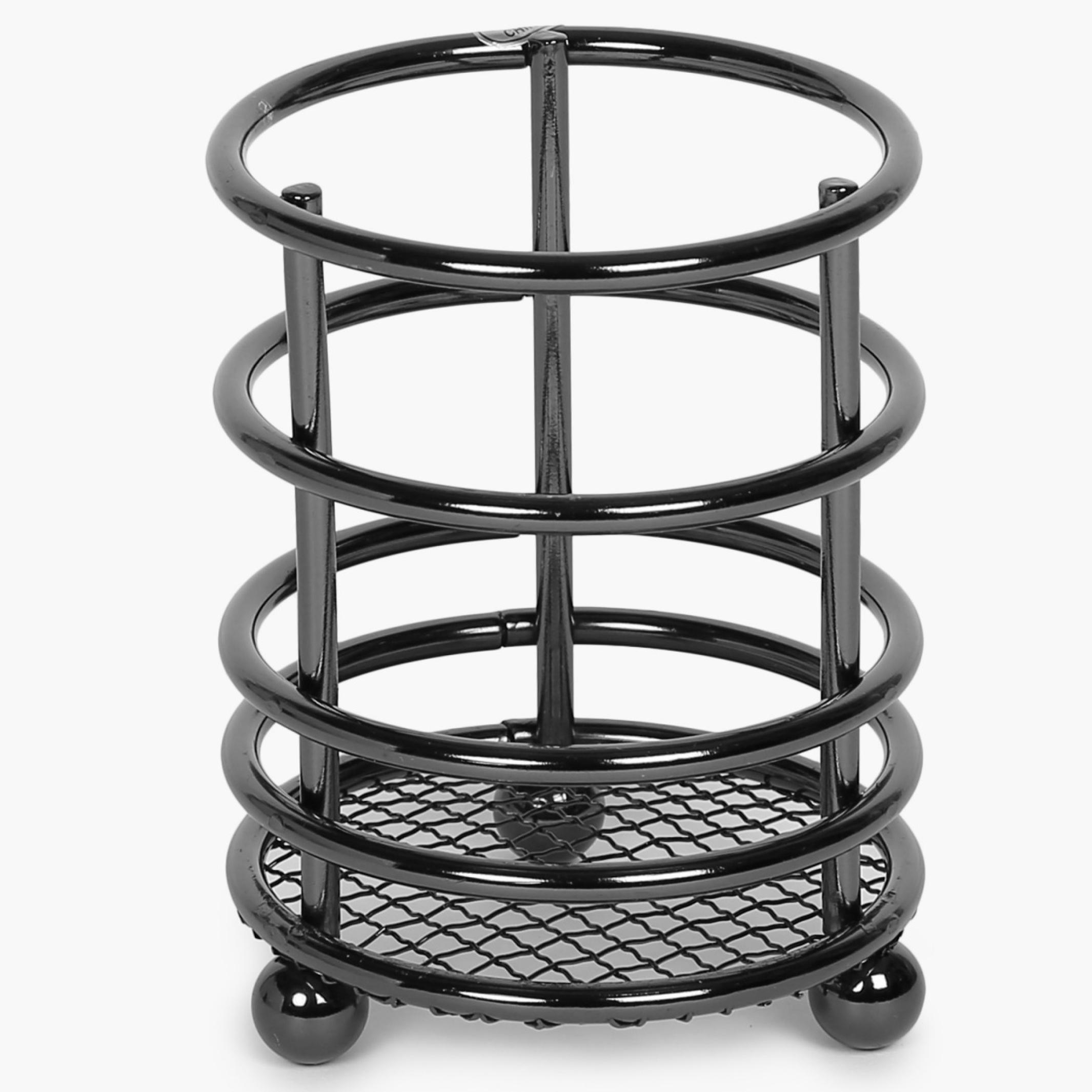 Gravel Solid Utensil Holder - Stainless Steel -  Utensil Holder - 9.5 cm x 9.5 cm x 12.5 cm - Black in Black