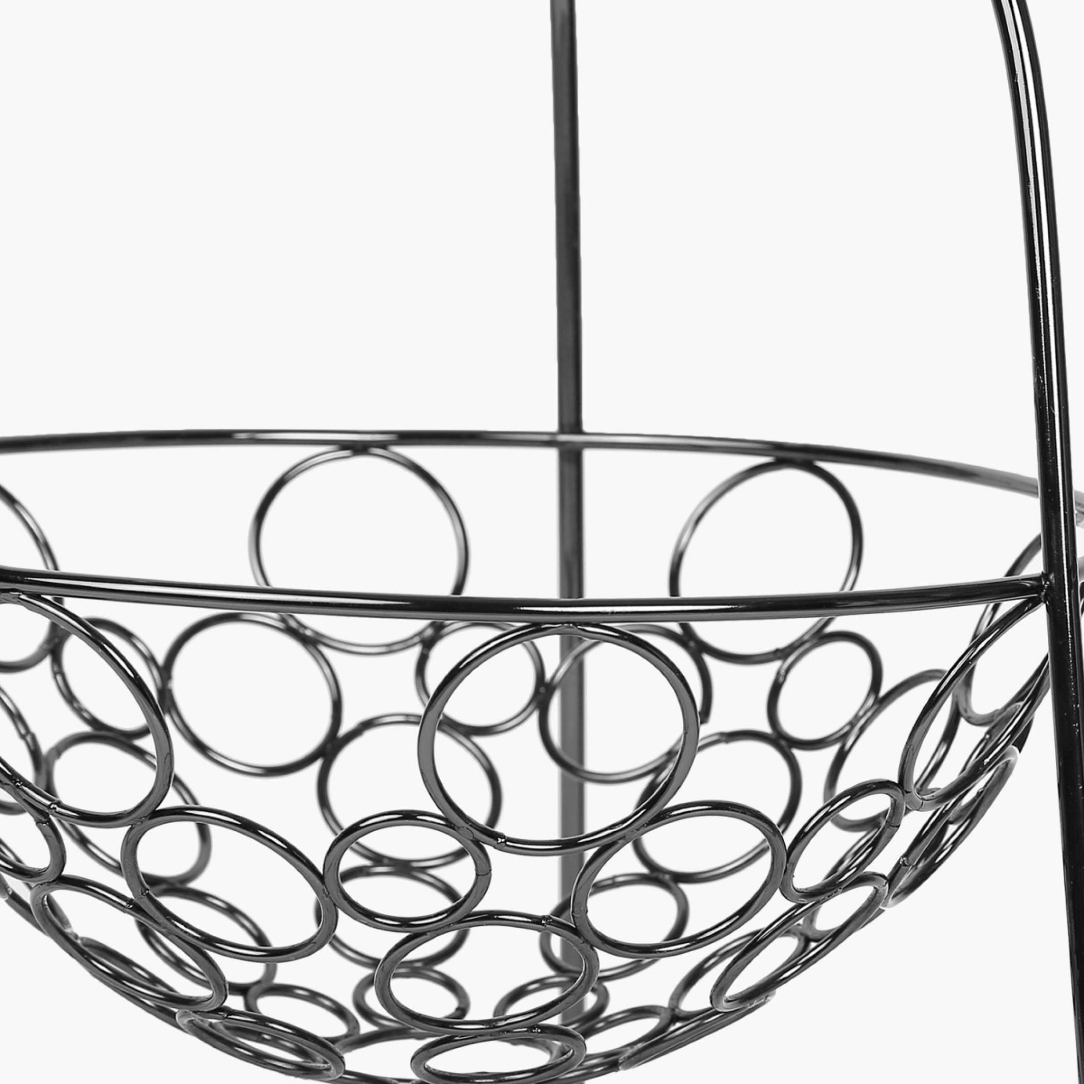 Gravel Solid Fruit Bowl & Basket  - Steel -  Fruit Basket - 31.5 cm x 31.5 cm x 42.6 cm - Black in Black