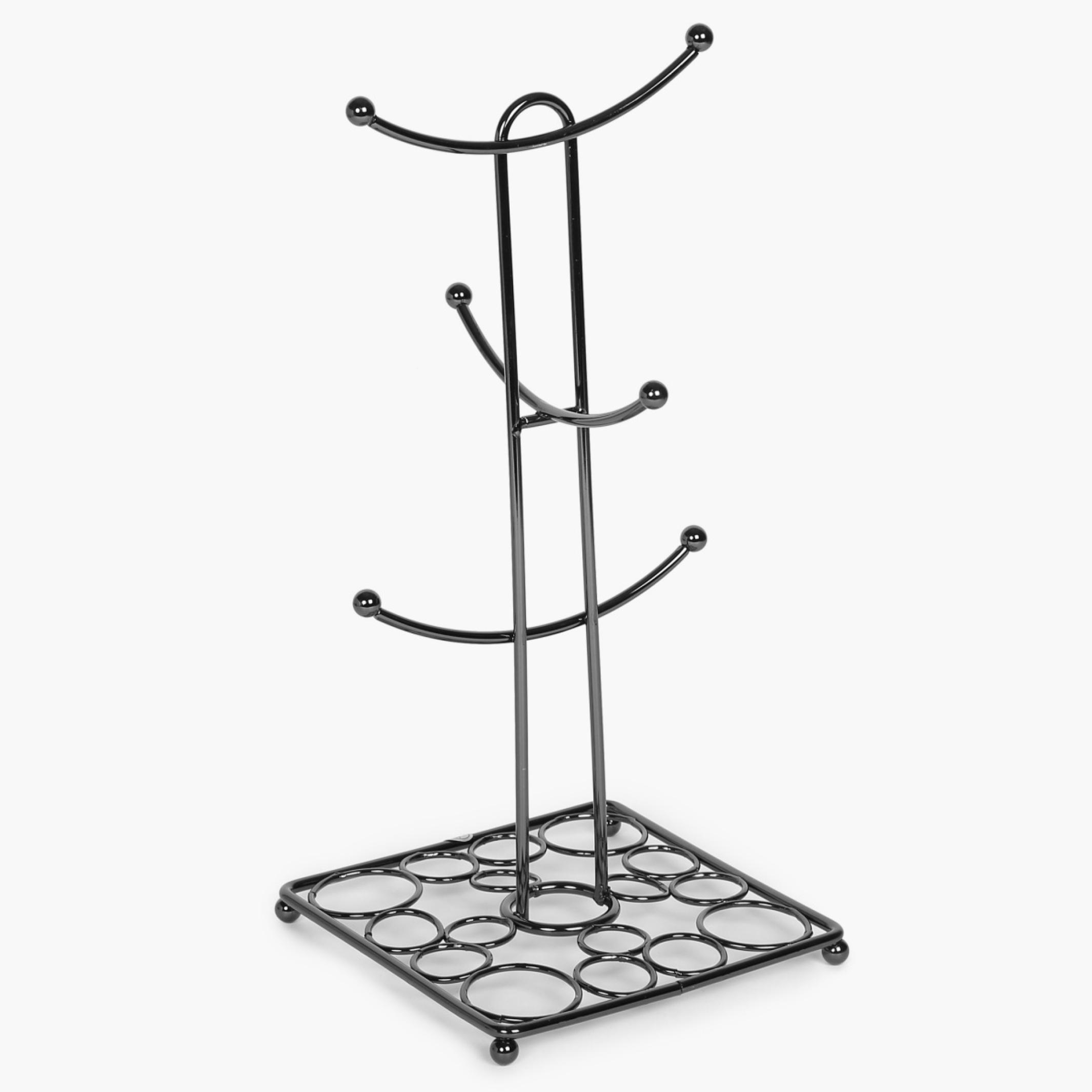 Gravel Solid  Mug Tree - Stainless Steel -  Mug Tree - 14.5 cm x 14.5 cm x 32 cm - Black in Black