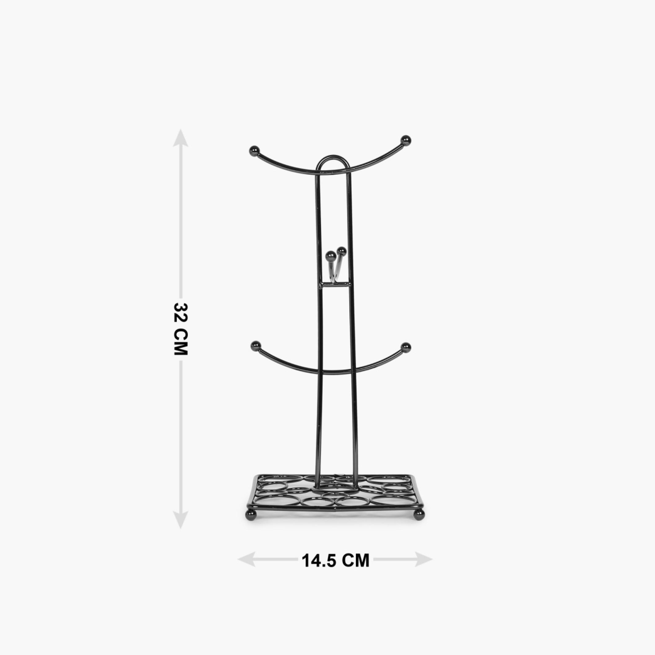 Gravel Solid  Mug Tree - Stainless Steel -  Mug Tree - 14.5 cm x 14.5 cm x 32 cm - Black in Black